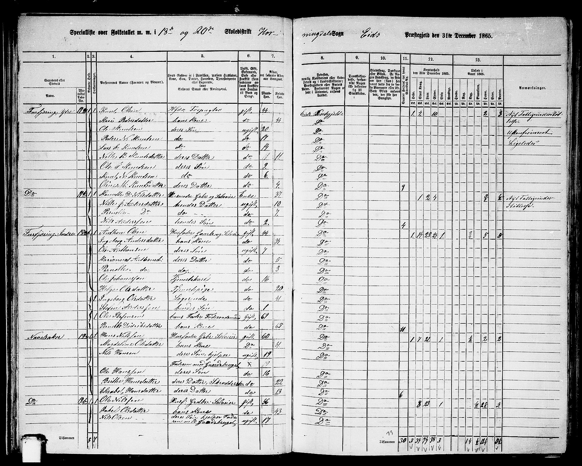 RA, 1865 census for Eid, 1865, p. 35