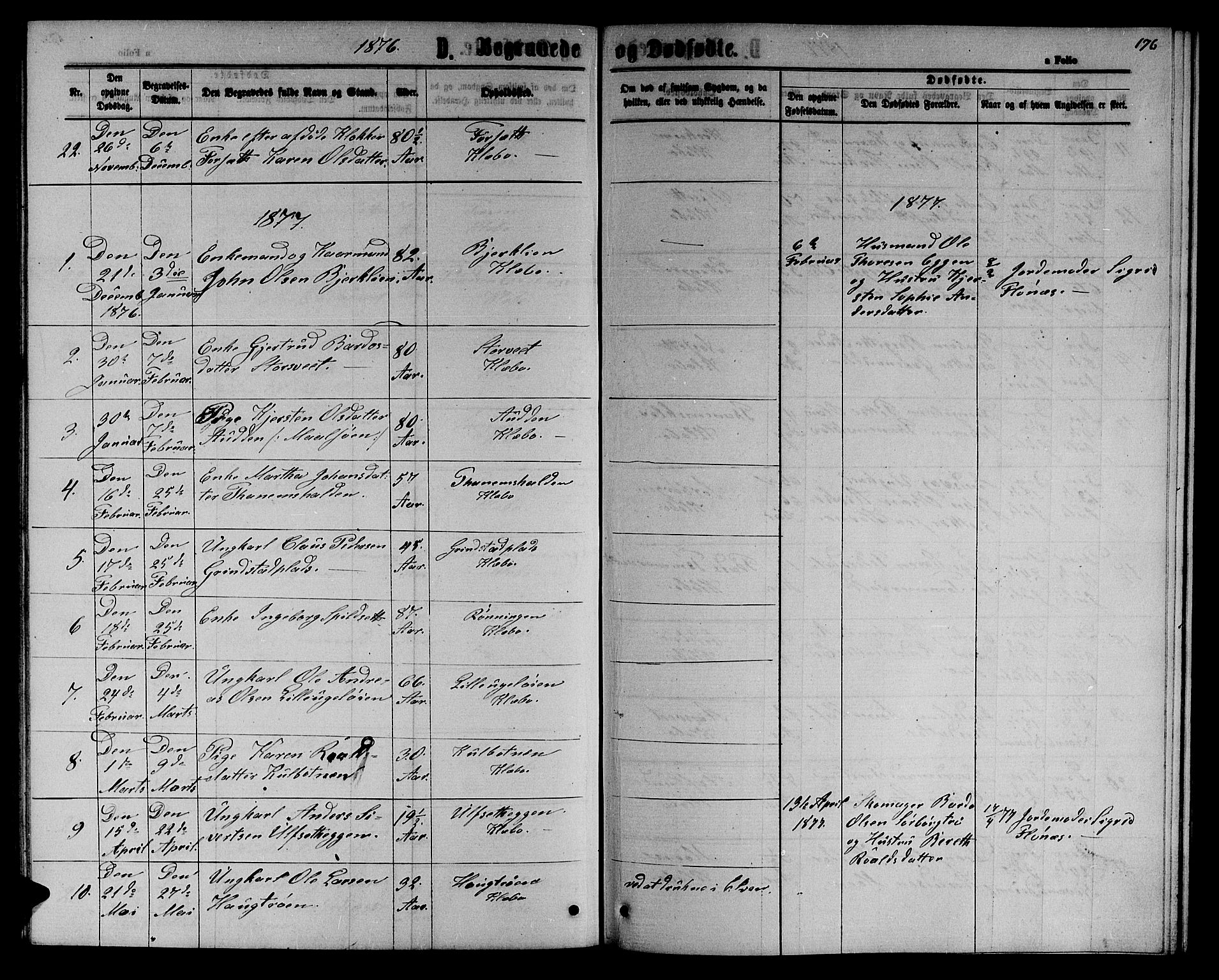 Ministerialprotokoller, klokkerbøker og fødselsregistre - Sør-Trøndelag, SAT/A-1456/618/L0451: Parish register (copy) no. 618C02, 1865-1883, p. 176