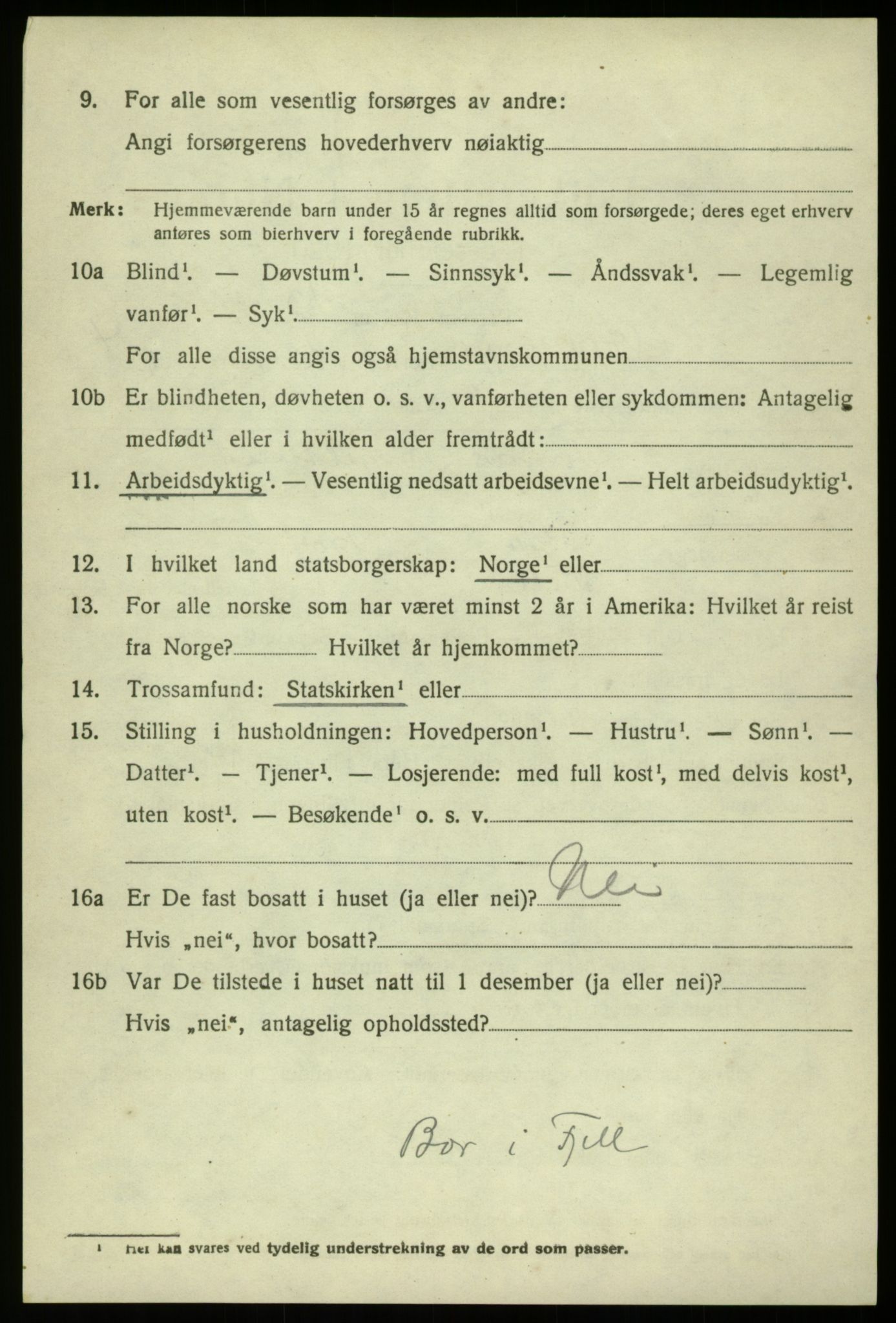 SAB, 1920 census for Hosanger, 1920, p. 2332
