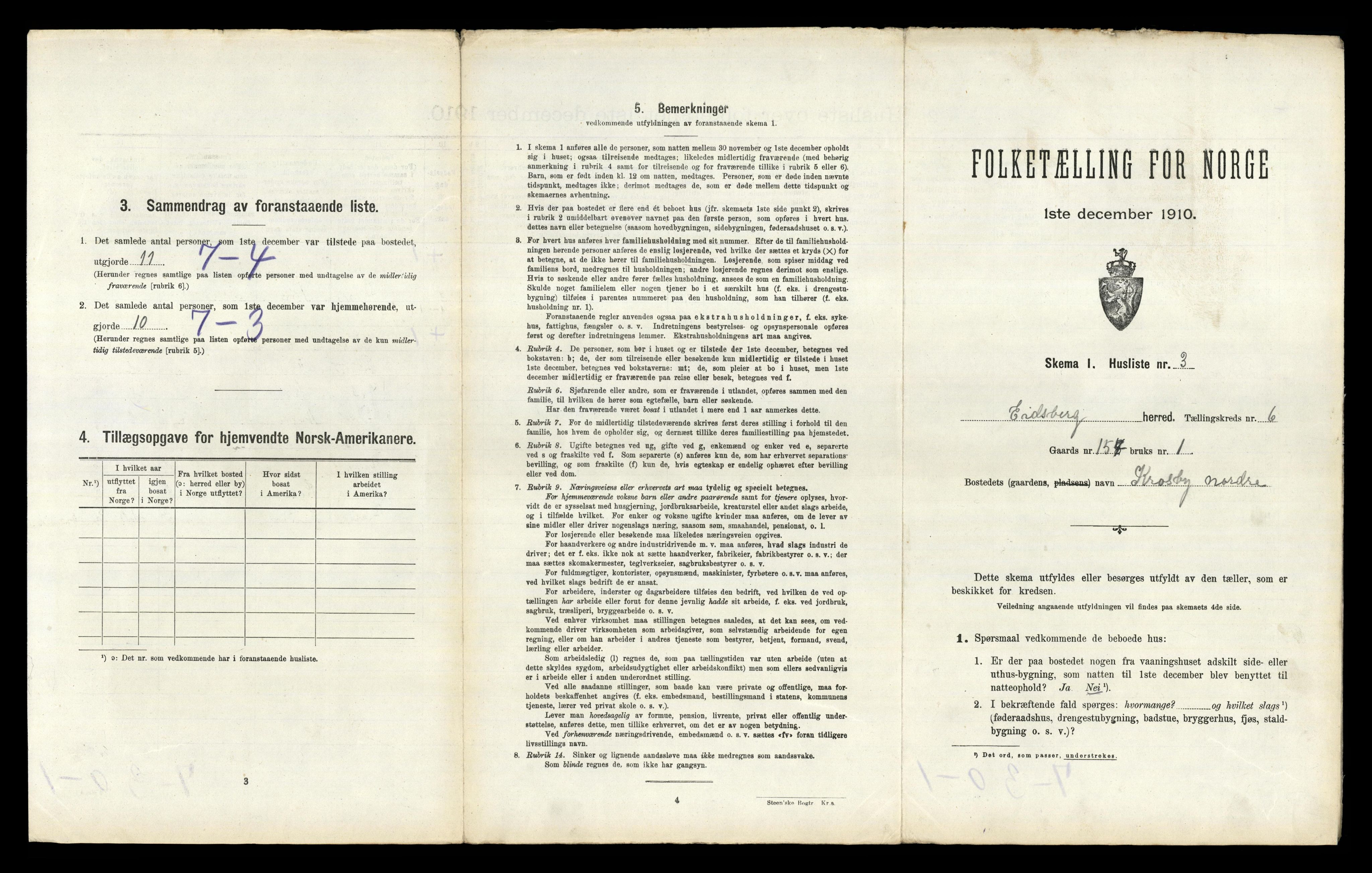 RA, 1910 census for Eidsberg, 1910, p. 1466