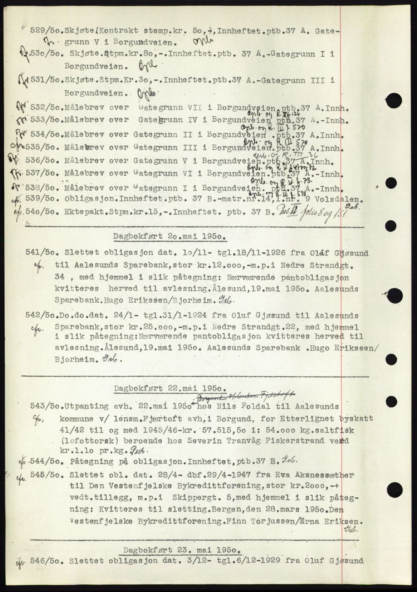 Ålesund byfogd, AV/SAT-A-4384: Mortgage book no. C34-35, 1946-1950, Diary no: : 529/1950