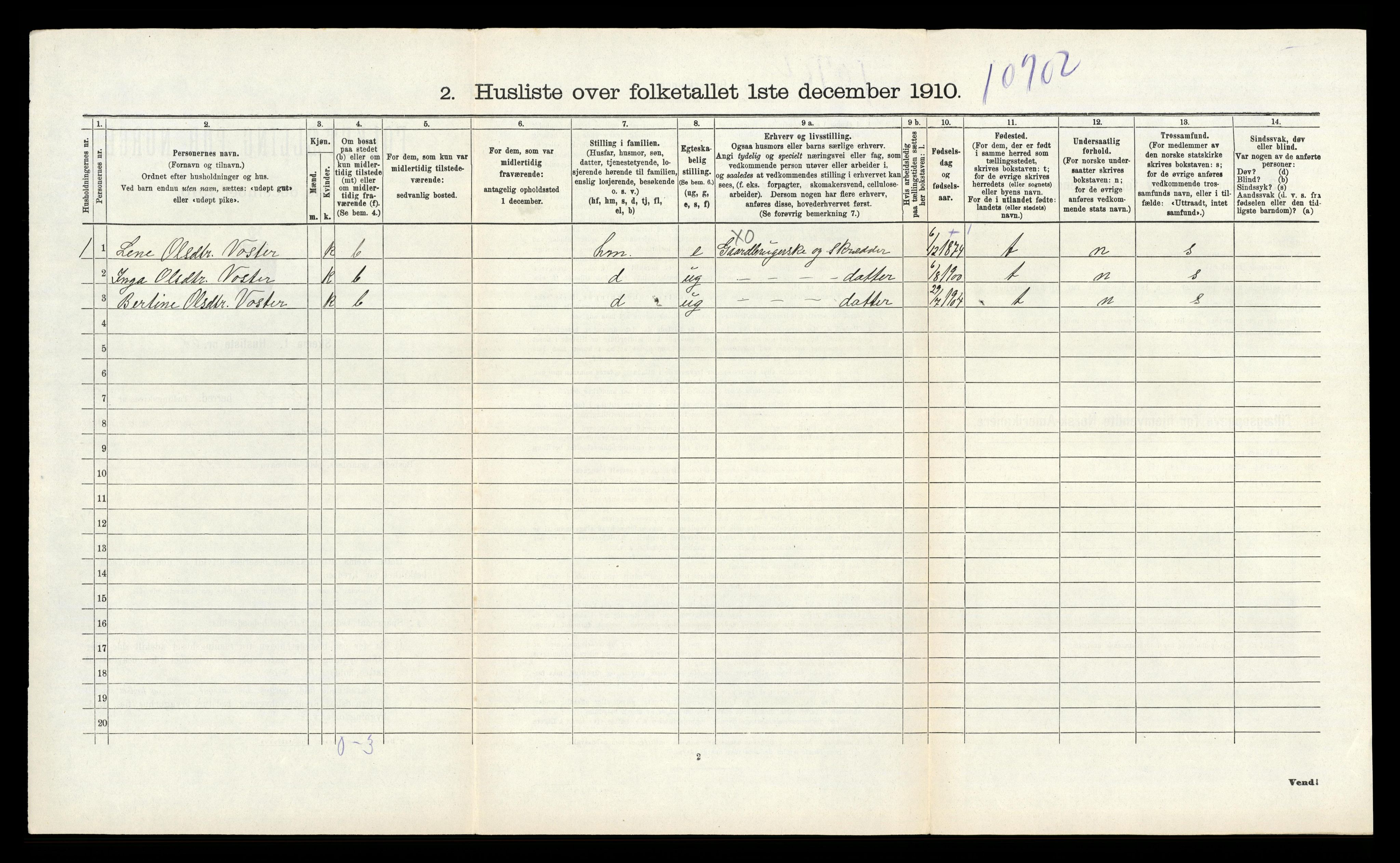 RA, 1910 census for Strand, 1910, p. 156