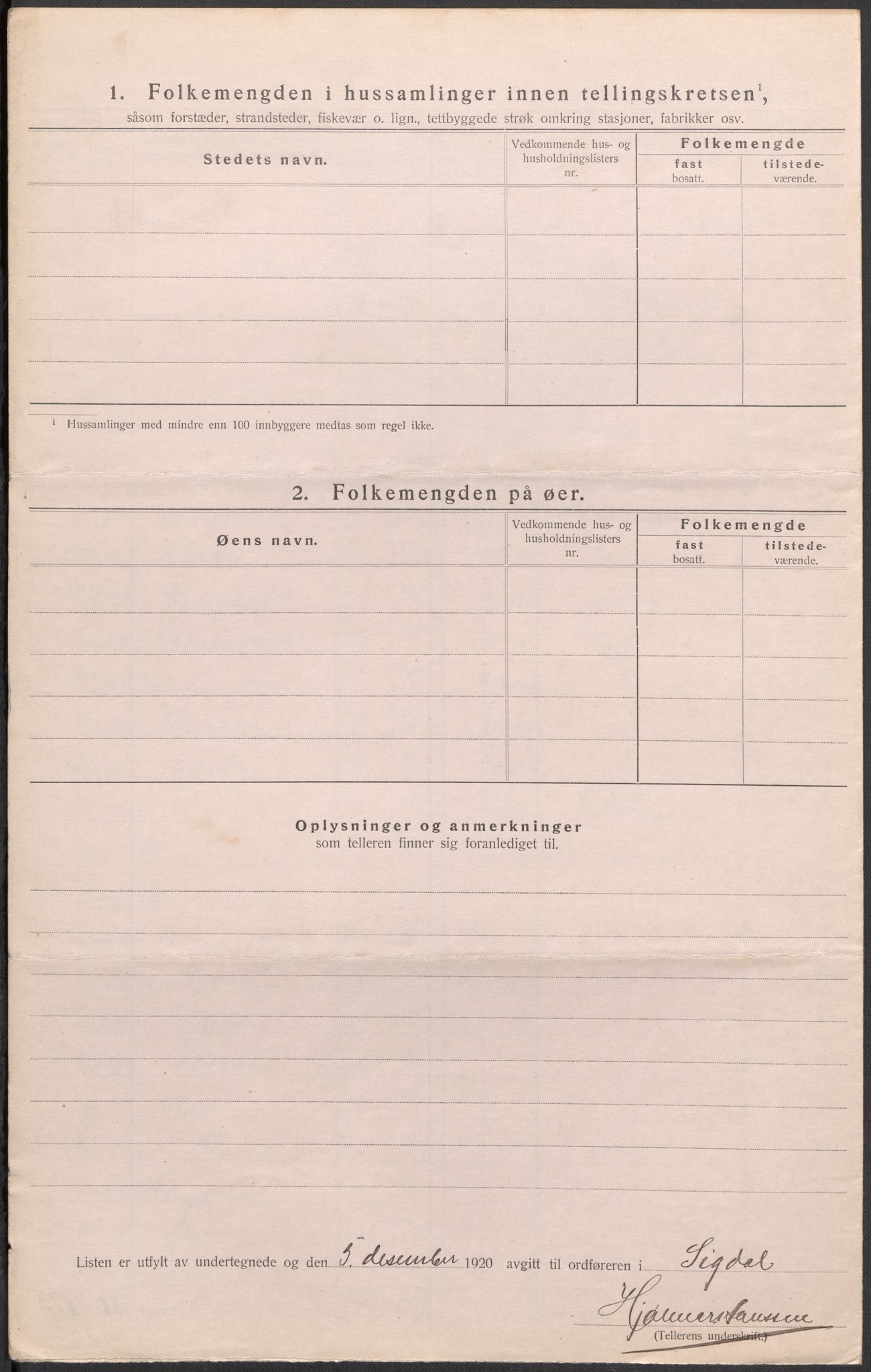 SAKO, 1920 census for Sigdal, 1920, p. 14