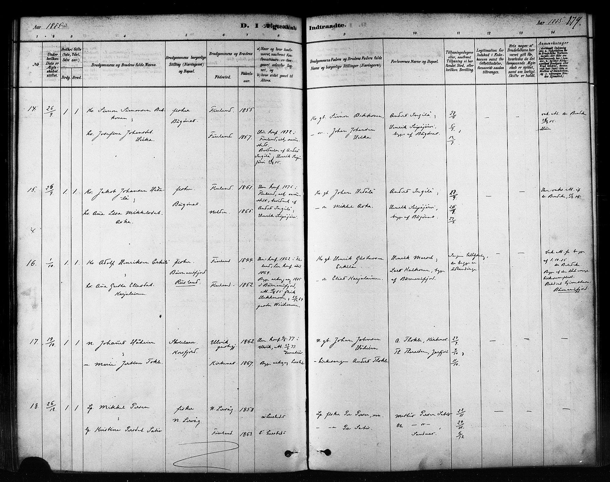 Sør-Varanger sokneprestkontor, AV/SATØ-S-1331/H/Ha/L0003kirke: Parish register (official) no. 3, 1878-1891, p. 179