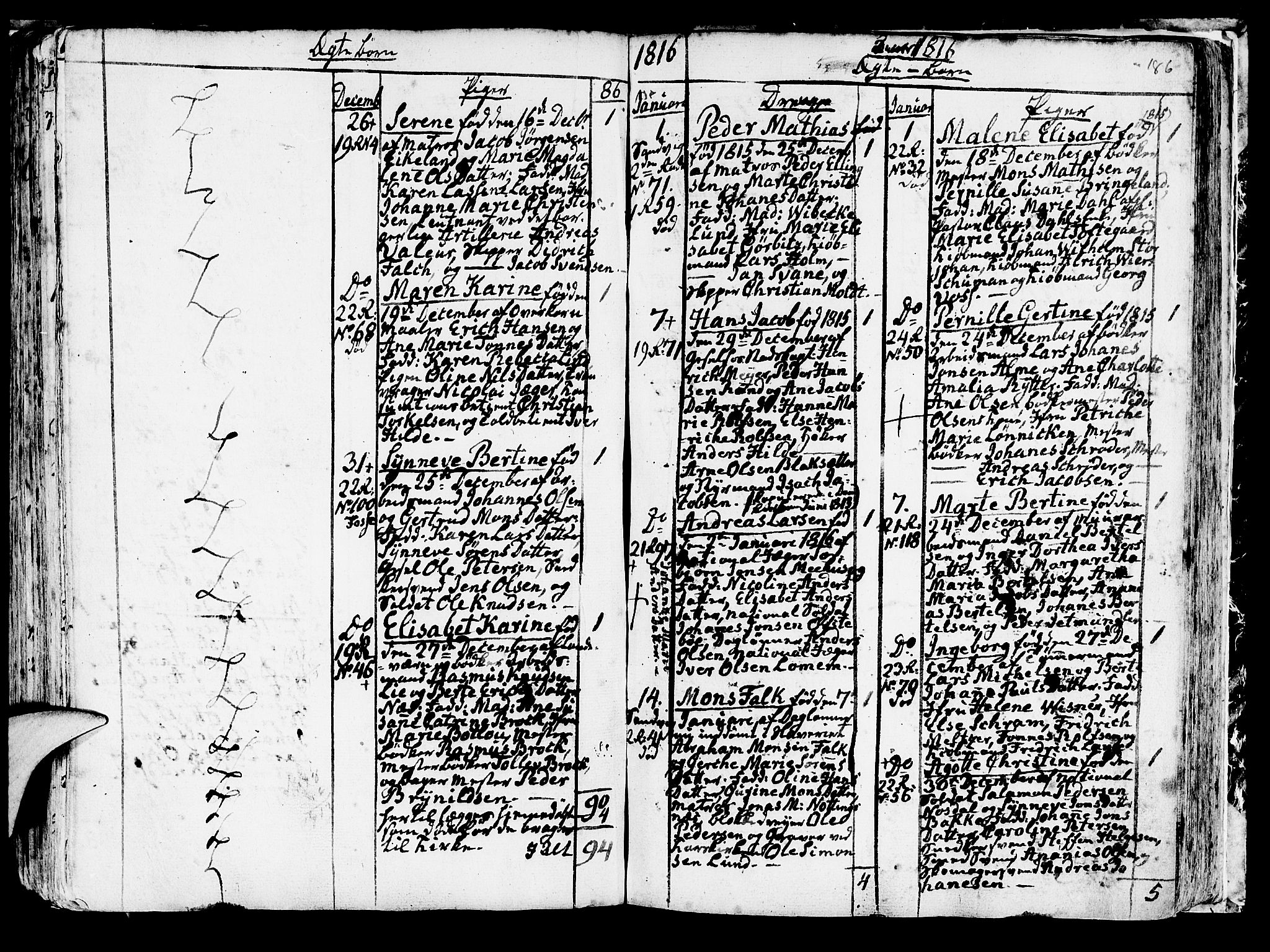 Korskirken sokneprestembete, SAB/A-76101/H/Haa/L0006: Parish register (official) no. A 6, 1790-1820, p. 186