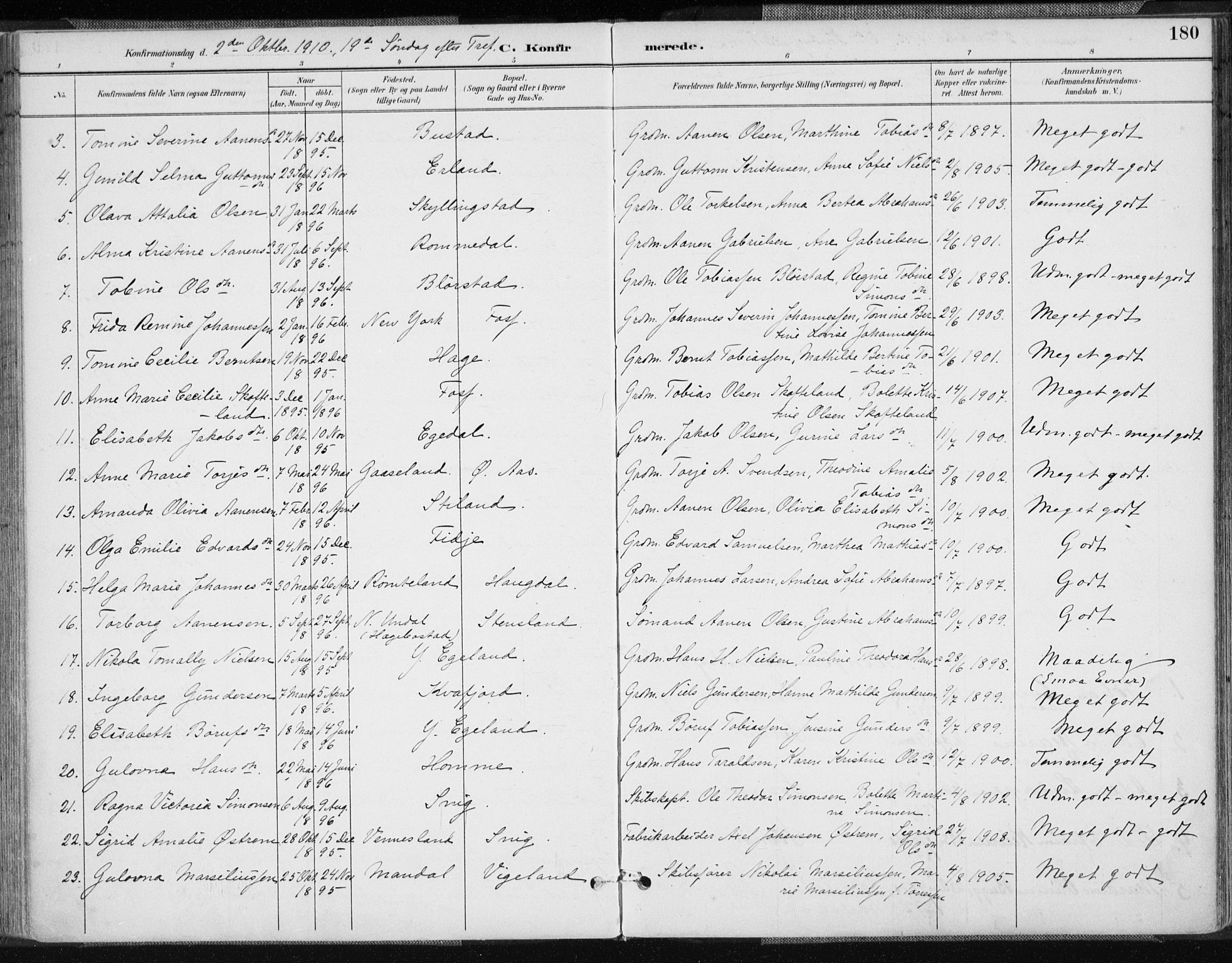 Sør-Audnedal sokneprestkontor, AV/SAK-1111-0039/F/Fa/Fab/L0010: Parish register (official) no. A 10, 1892-1913, p. 181