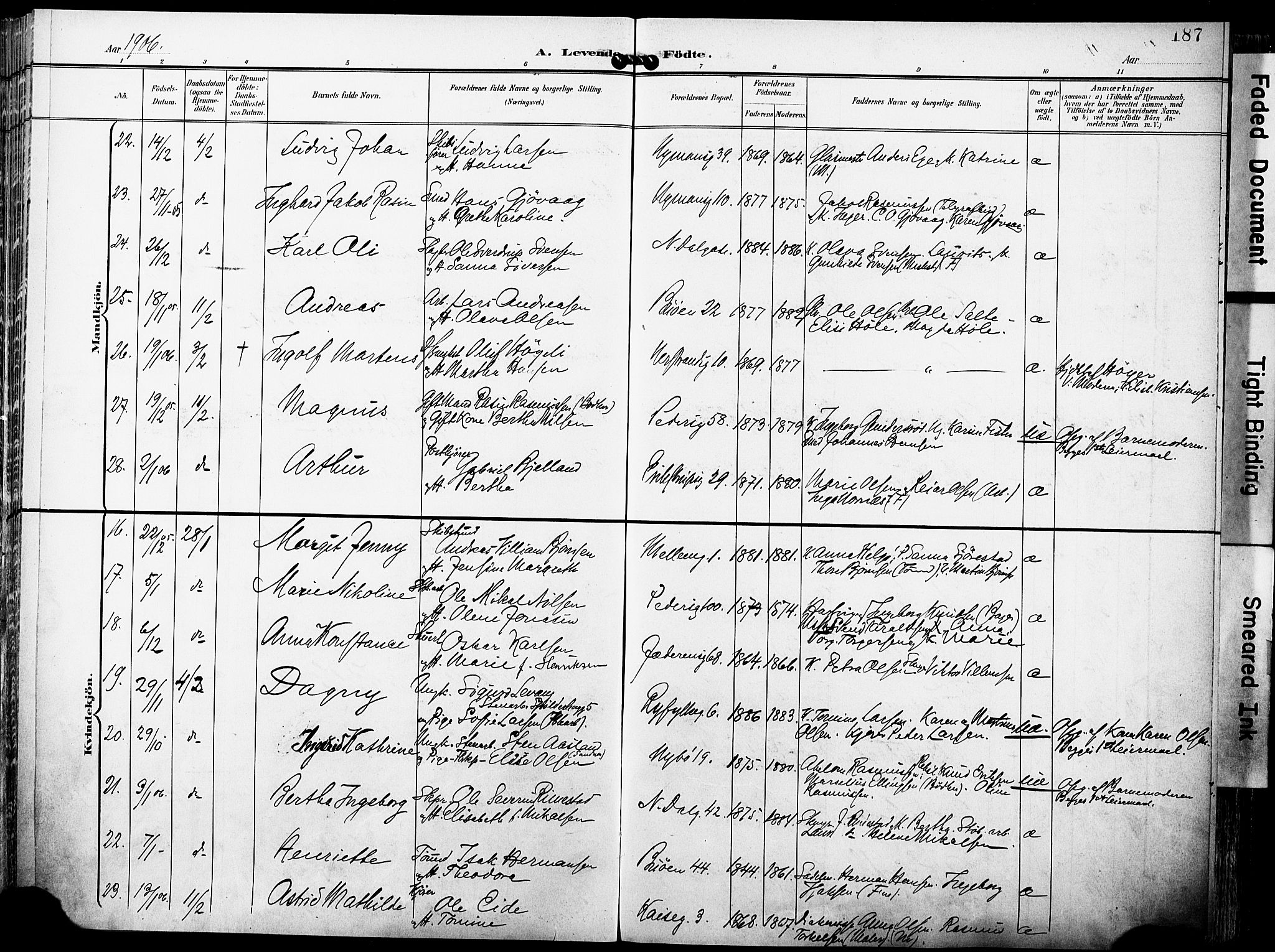 St. Johannes sokneprestkontor, AV/SAST-A-101814/001/30/30BA/L0007: Parish register (official) no. A 7, 1900-1910, p. 187