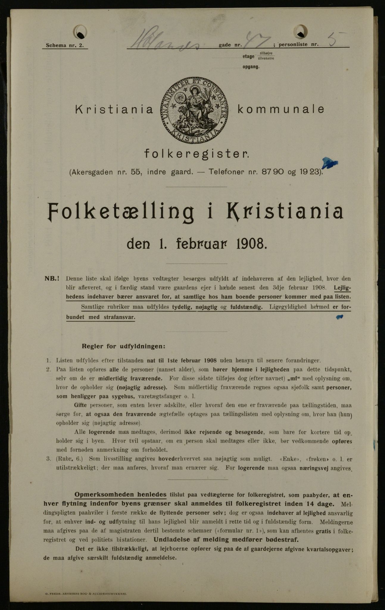 OBA, Municipal Census 1908 for Kristiania, 1908, p. 38374