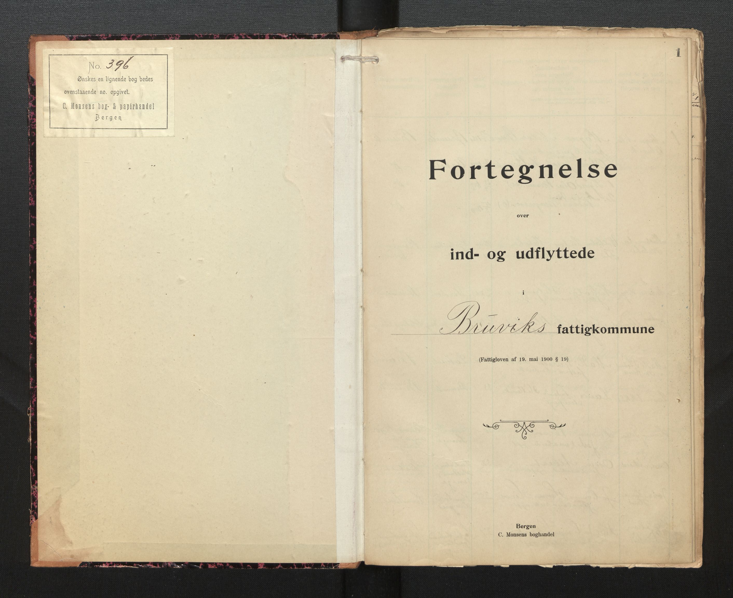 Lensmannen i Bruvik, SAB/A-31301/0020/L0001: Protokoll over inn- og utflytte, 1901-1903, p. 1