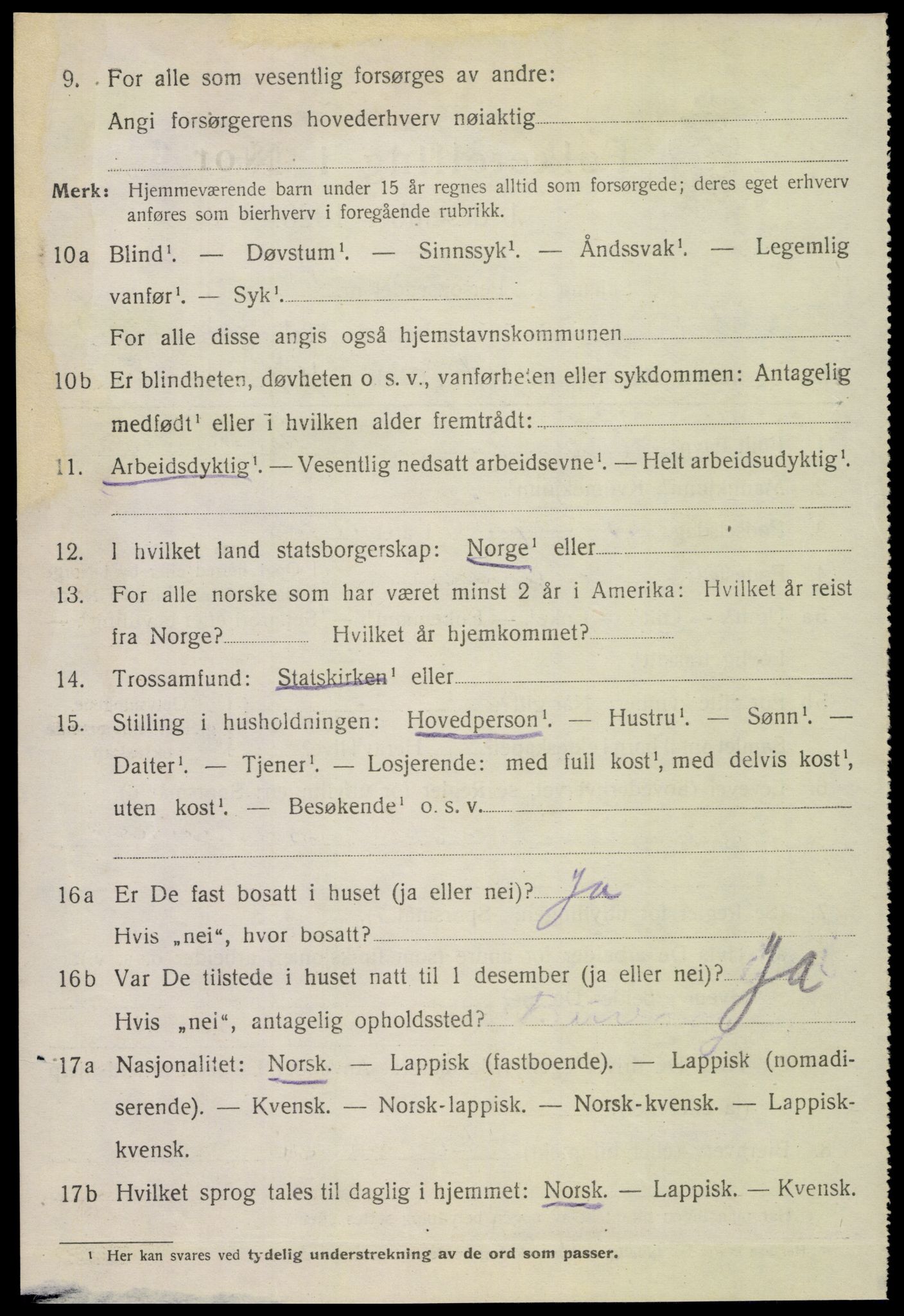 SAT, 1920 census for Hamarøy, 1920, p. 4197