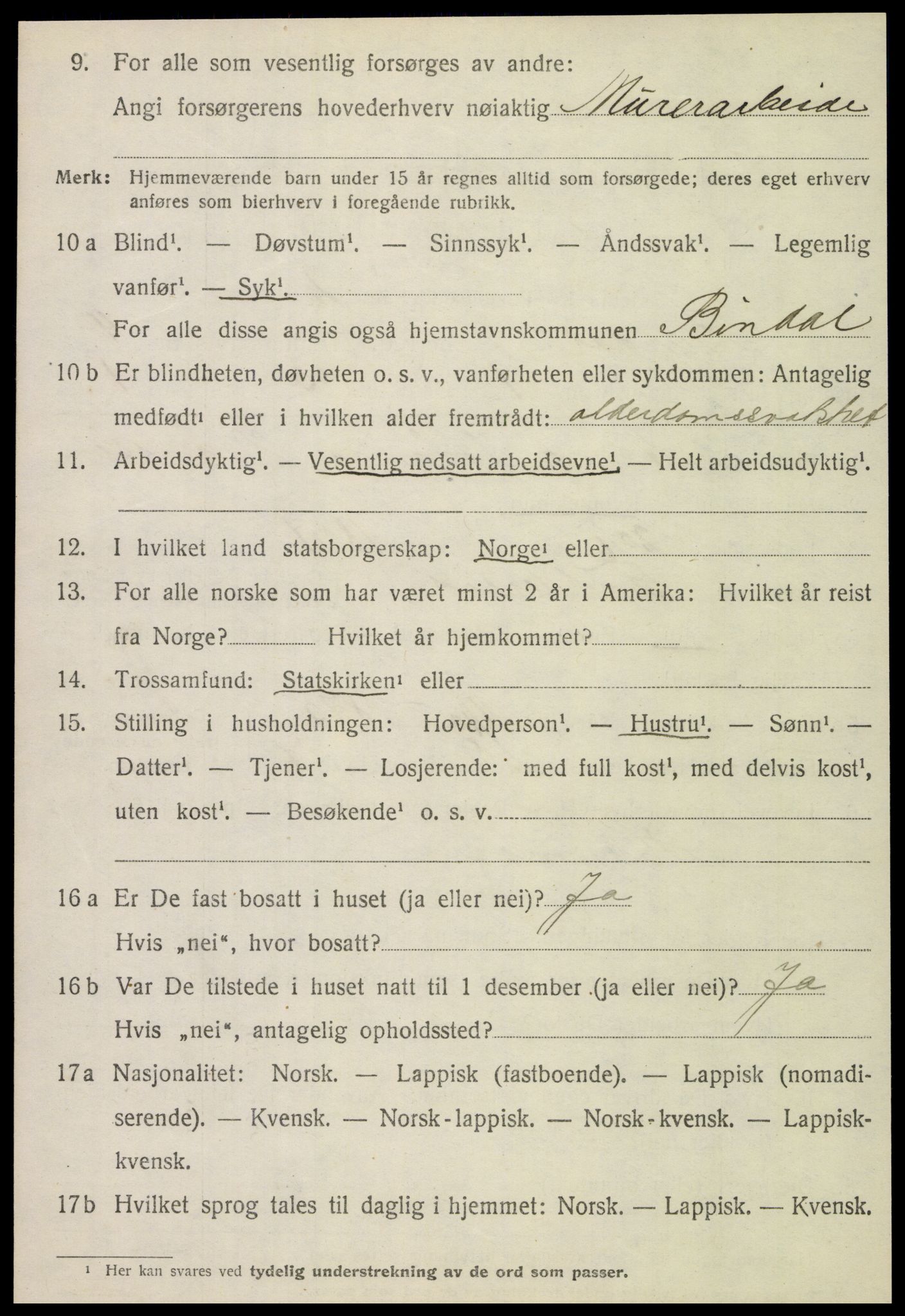 SAT, 1920 census for Bindal, 1920, p. 3314