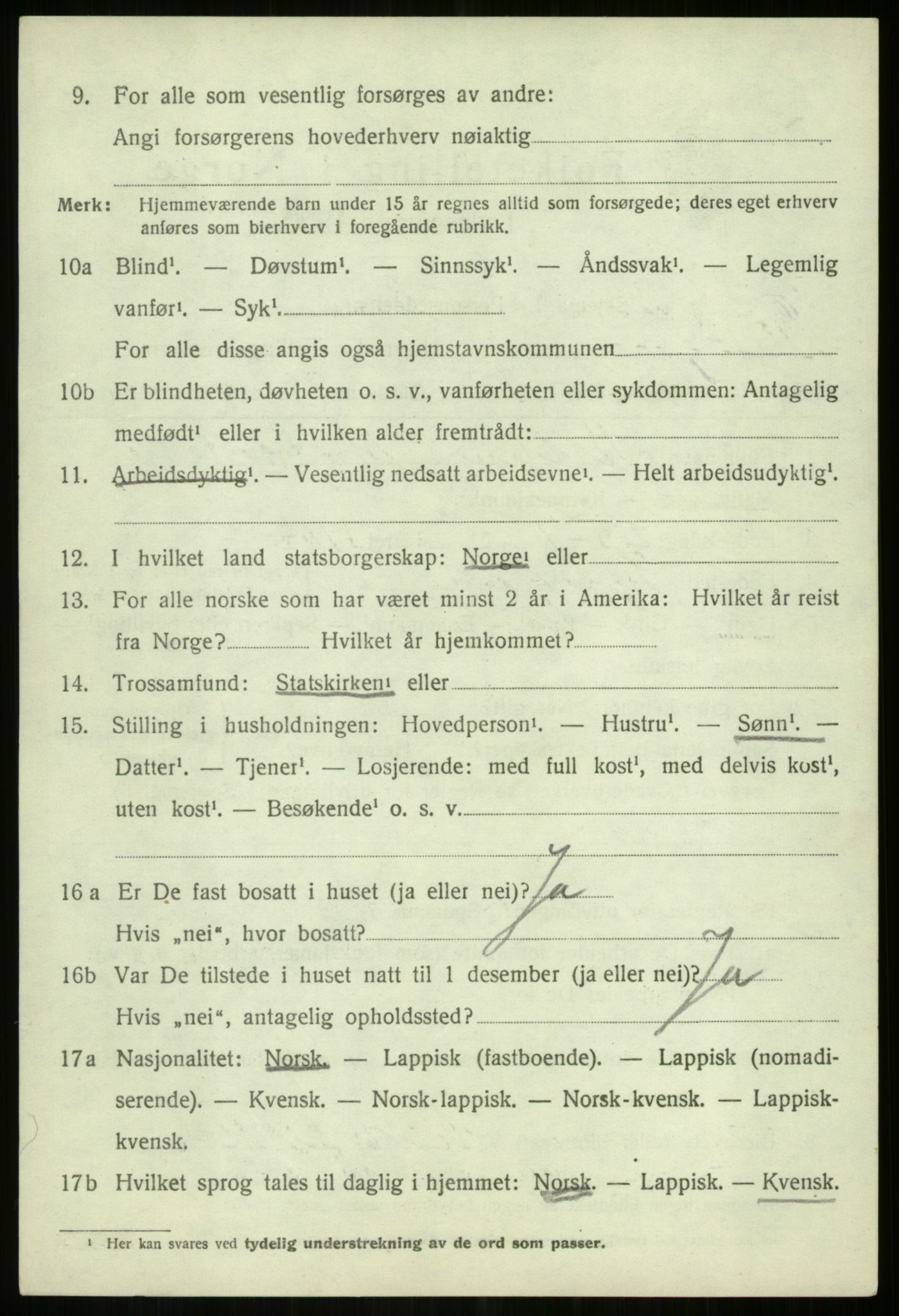 SATØ, 1920 census for Lyngen, 1920, p. 6663