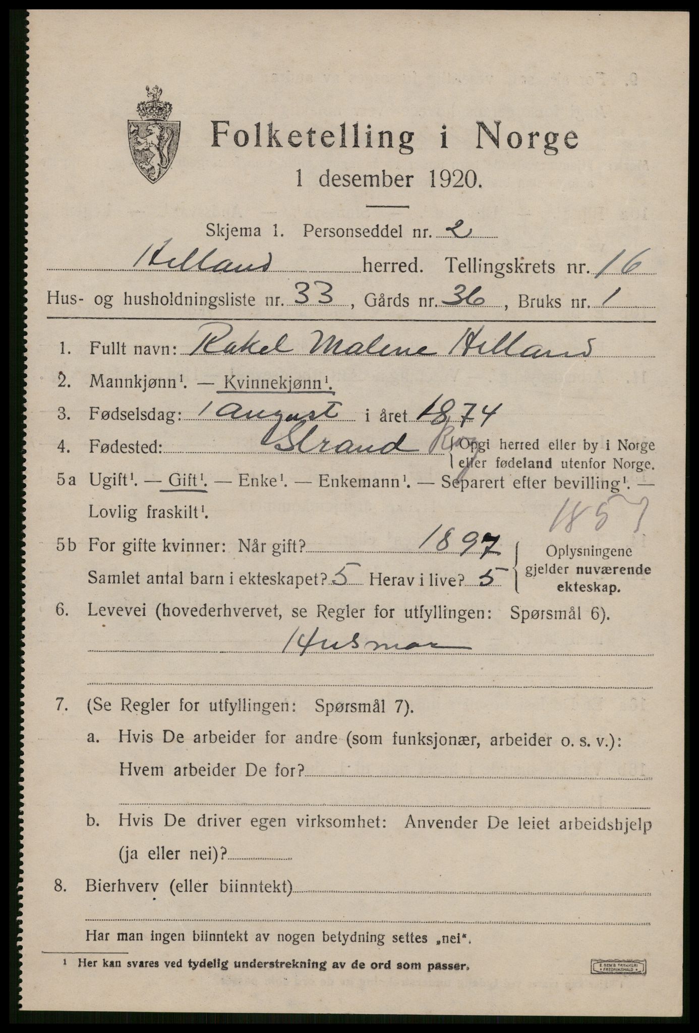 SAST, 1920 census for Hetland, 1920, p. 23501