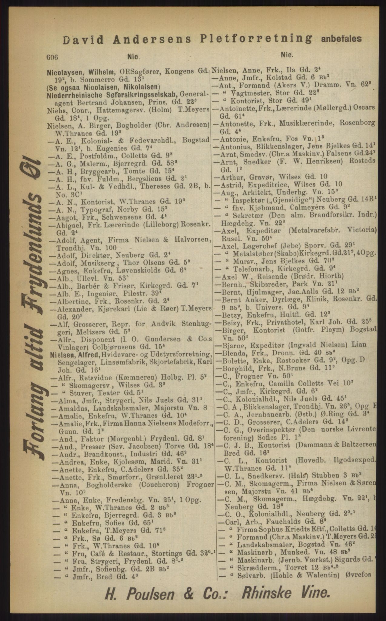 Kristiania/Oslo adressebok, PUBL/-, 1903, p. 606