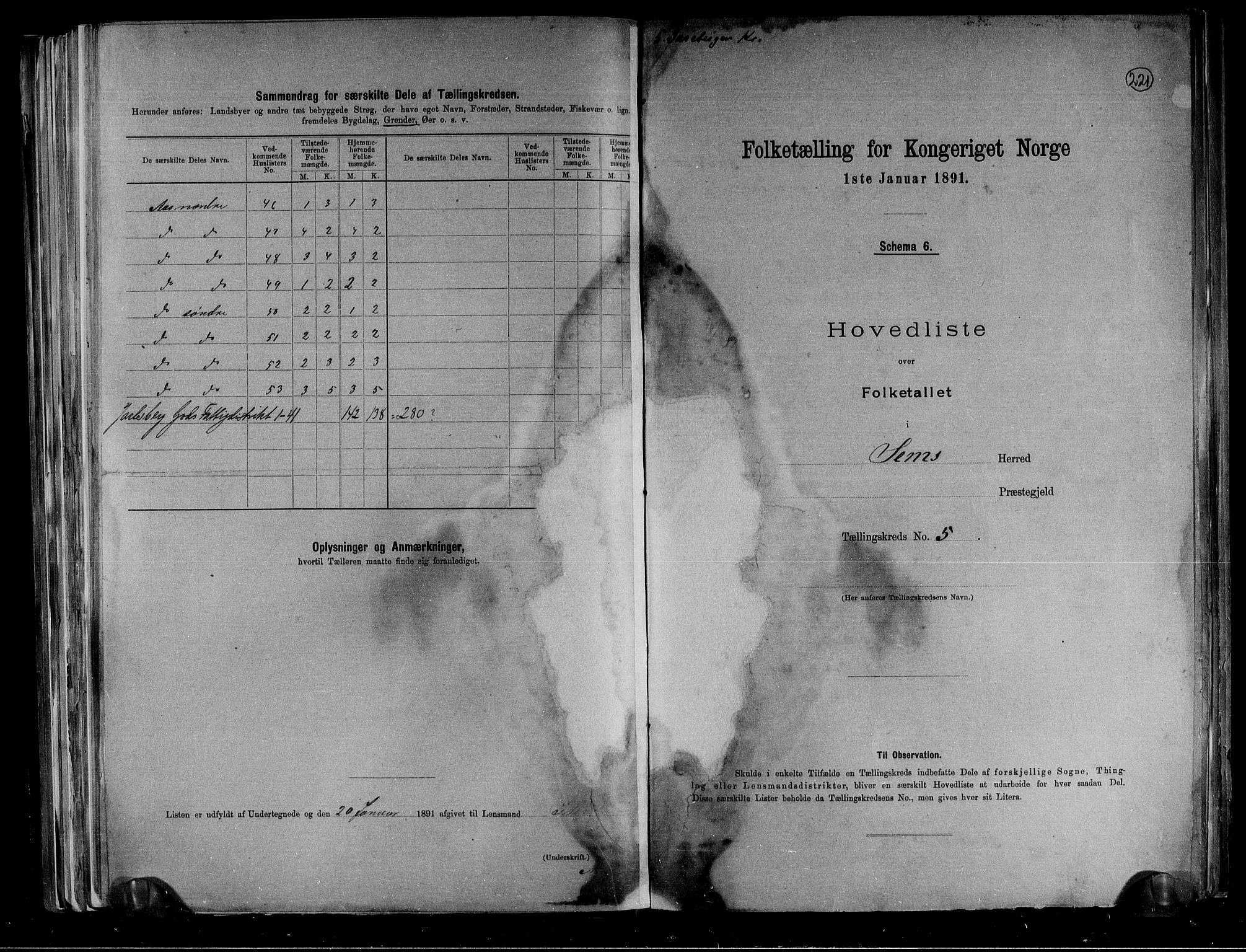 RA, 1891 census for 0721 Sem, 1891, p. 12