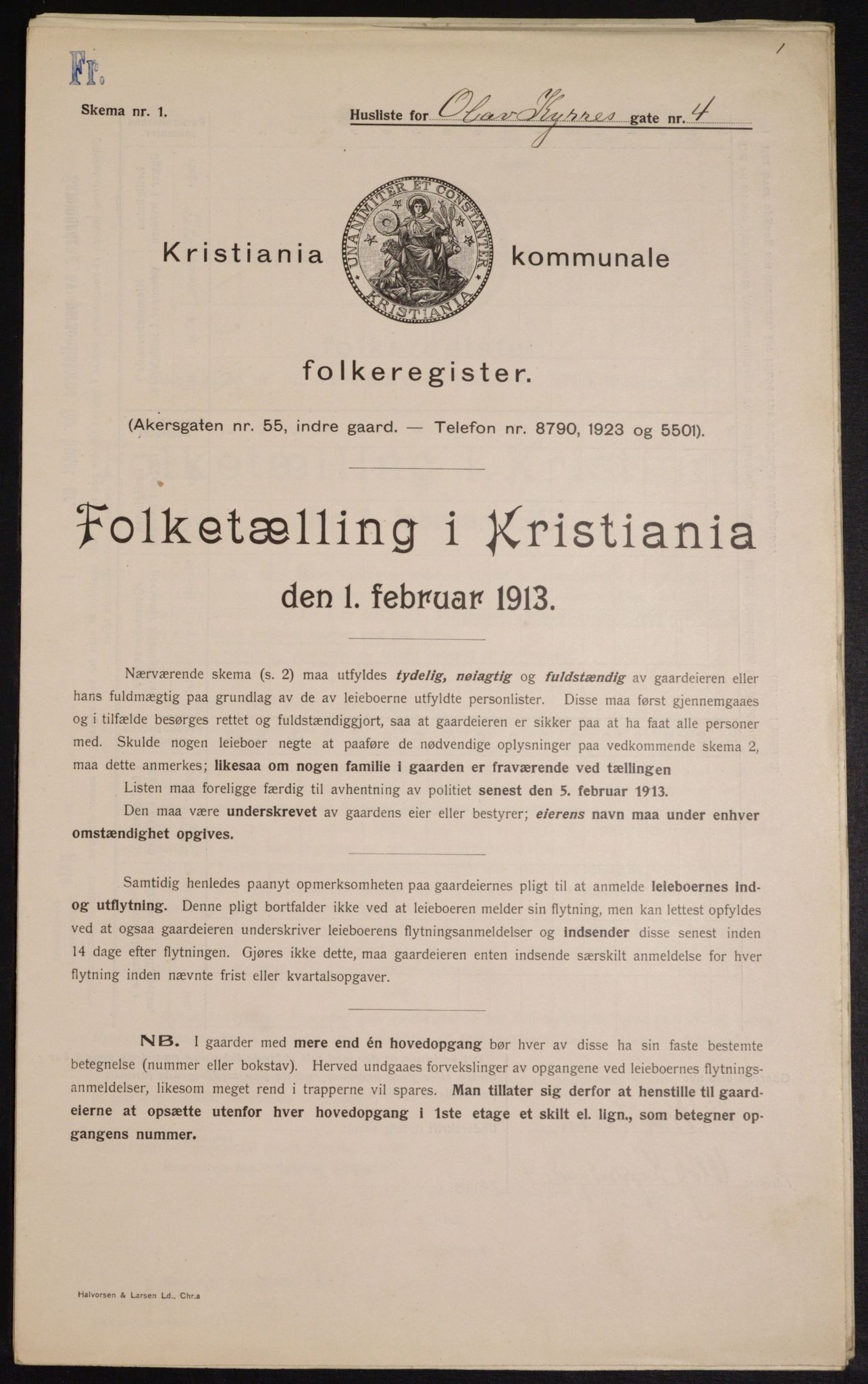 OBA, Municipal Census 1913 for Kristiania, 1913, p. 75493
