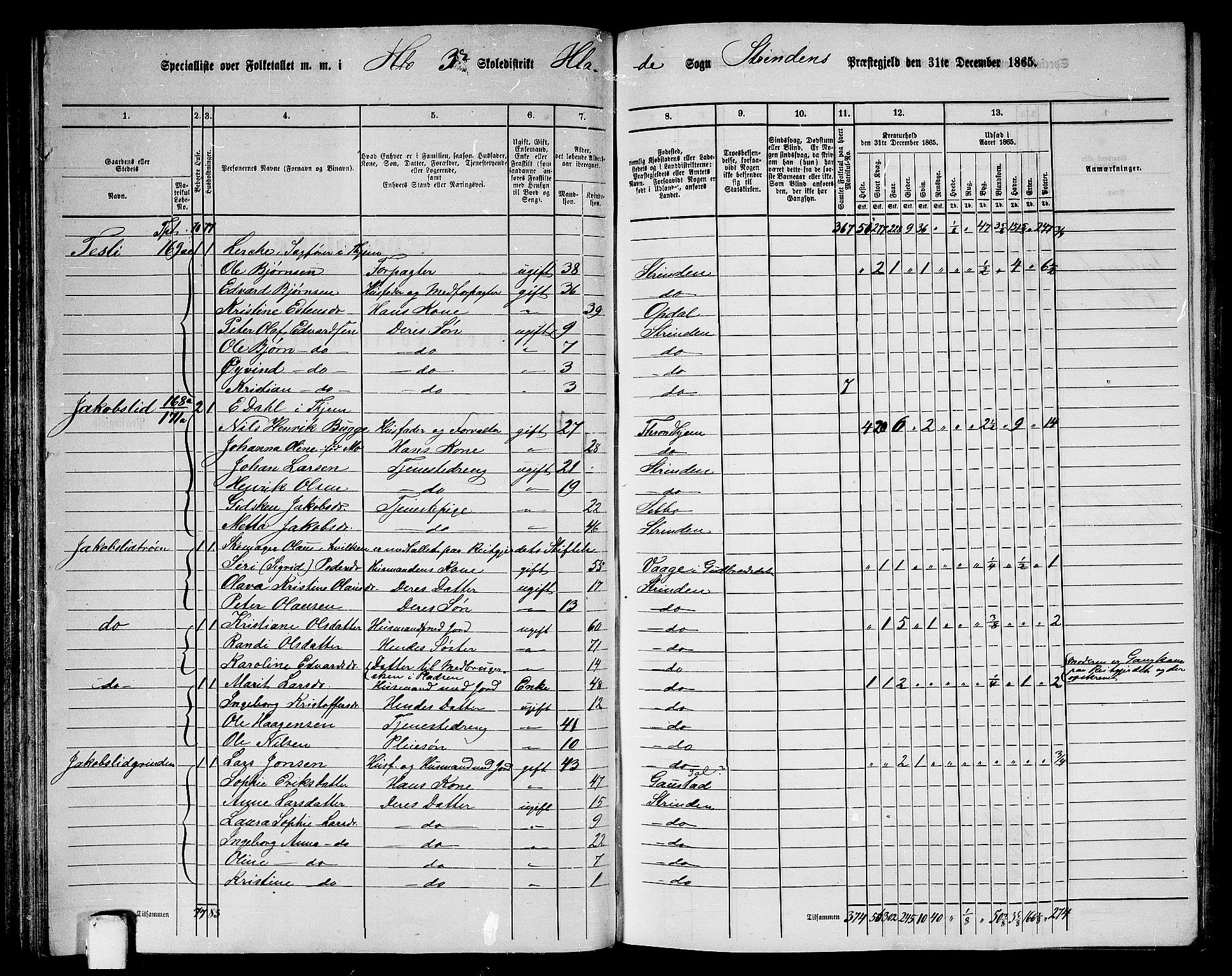 RA, 1865 census for Strinda, 1865, p. 86