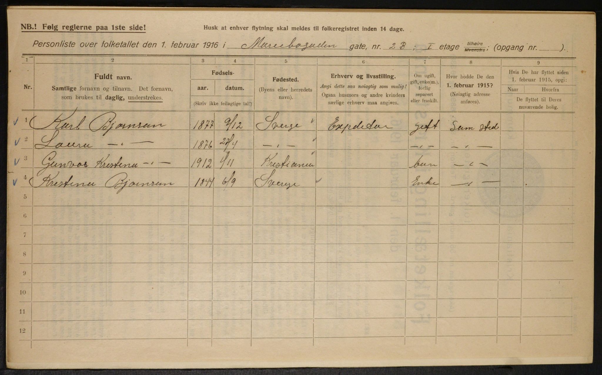 OBA, Municipal Census 1916 for Kristiania, 1916, p. 61824