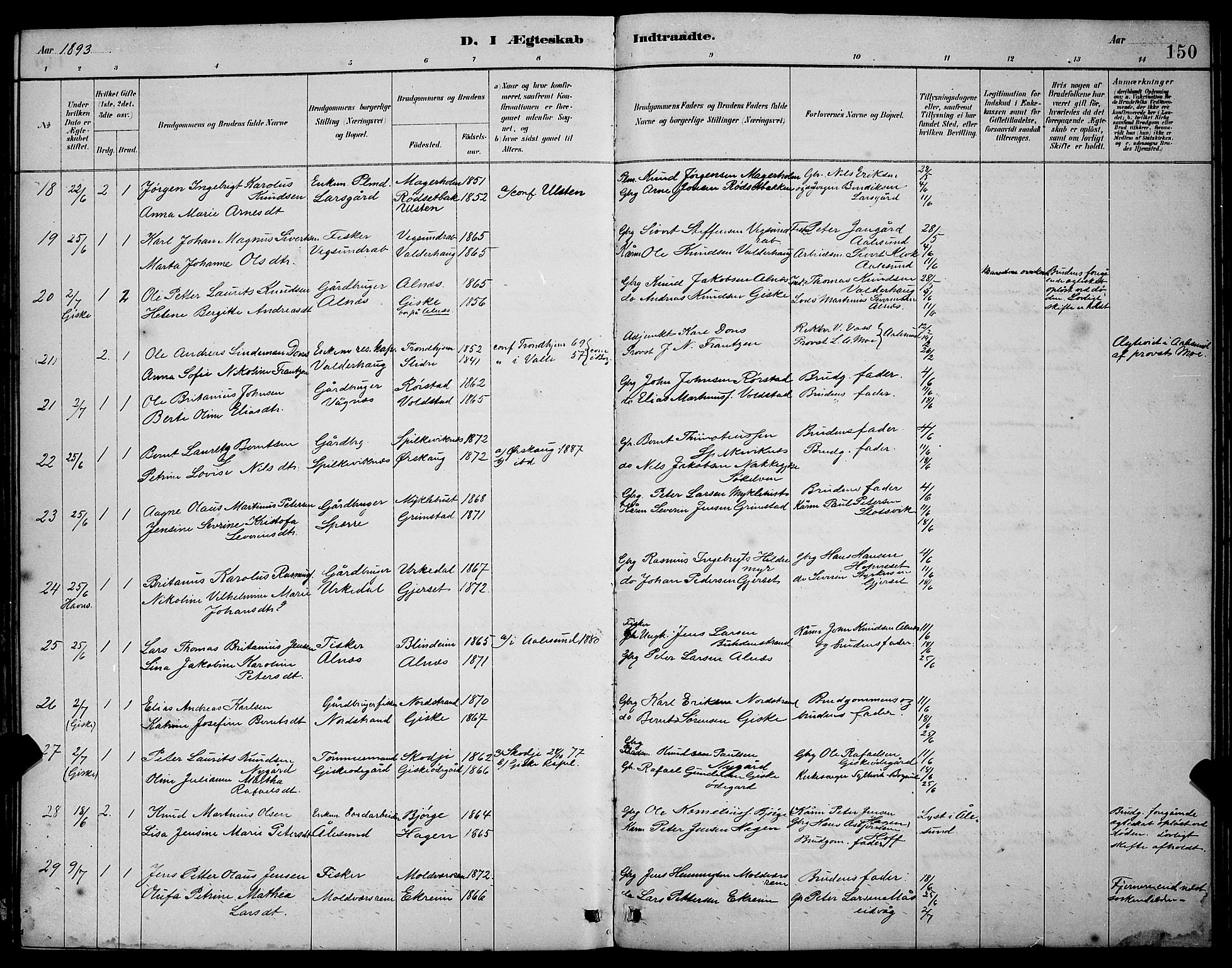 Ministerialprotokoller, klokkerbøker og fødselsregistre - Møre og Romsdal, AV/SAT-A-1454/528/L0430: Parish register (copy) no. 528C11, 1884-1899, p. 150