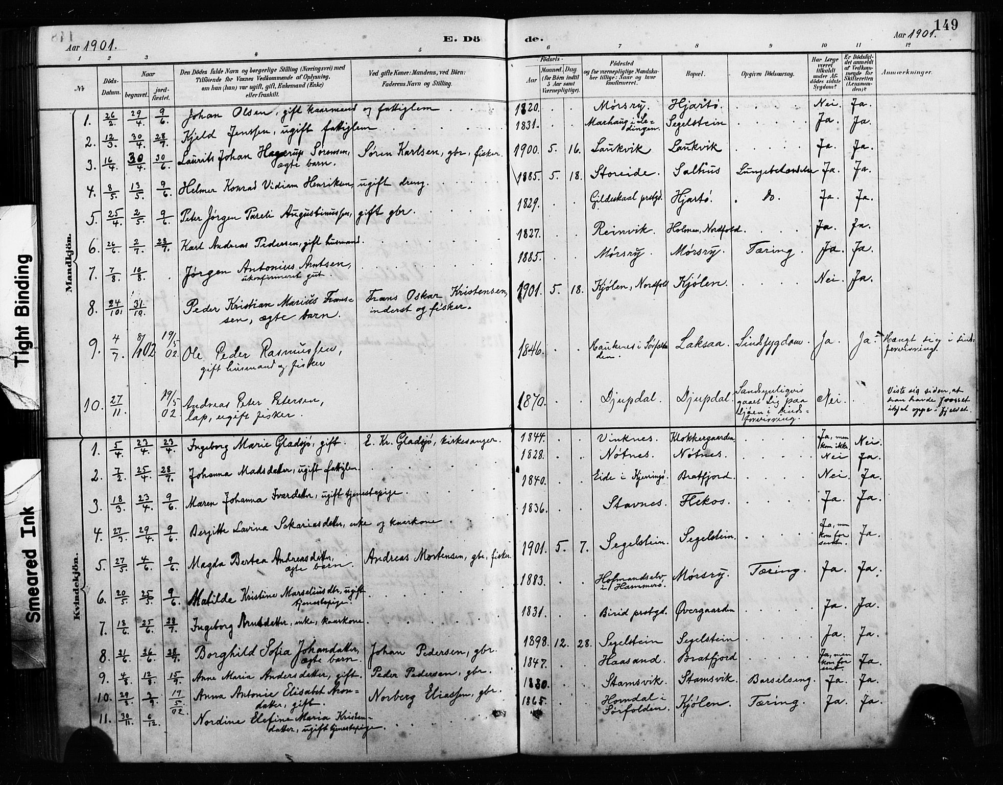 Ministerialprotokoller, klokkerbøker og fødselsregistre - Nordland, AV/SAT-A-1459/858/L0834: Parish register (copy) no. 858C01, 1884-1904, p. 149