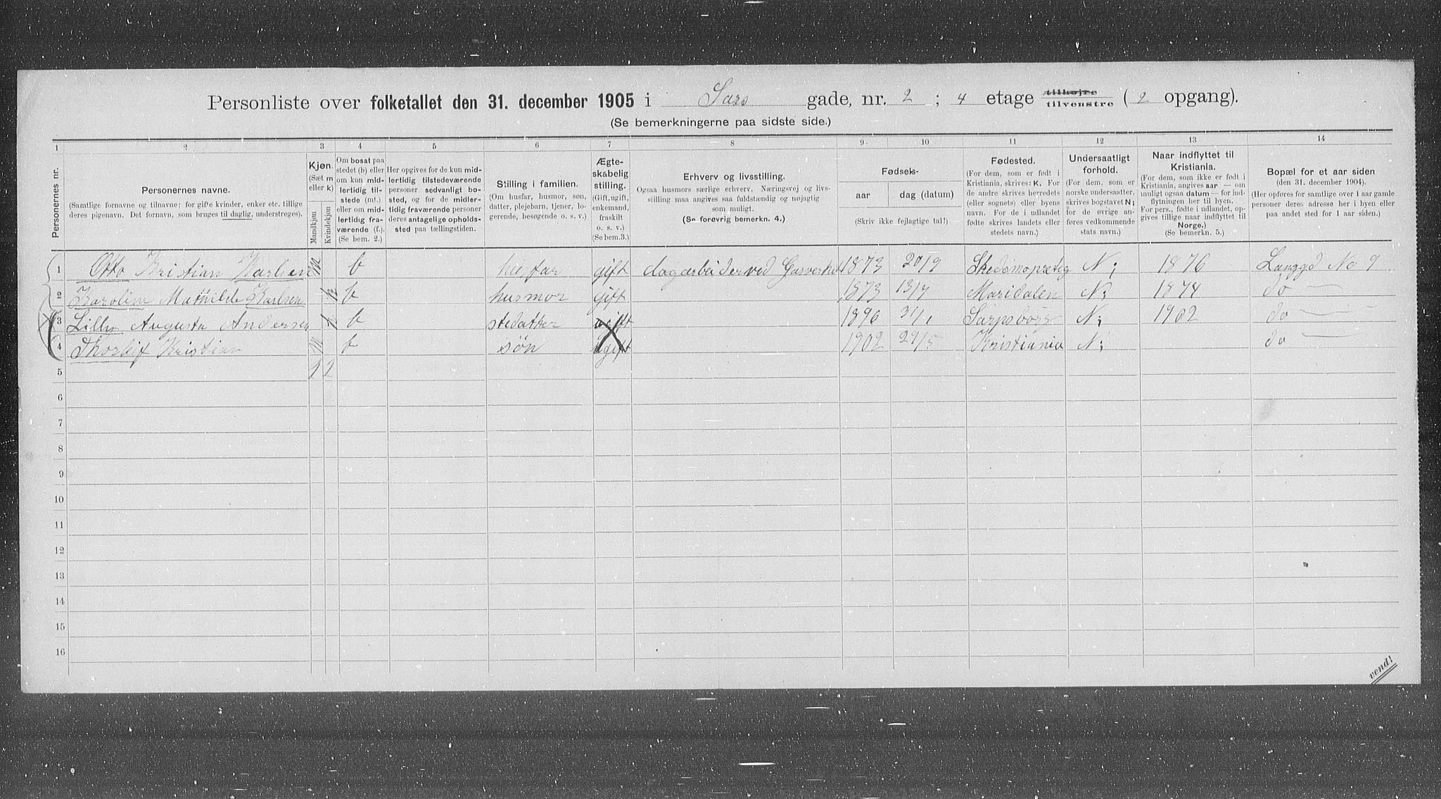 OBA, Municipal Census 1905 for Kristiania, 1905, p. 46428