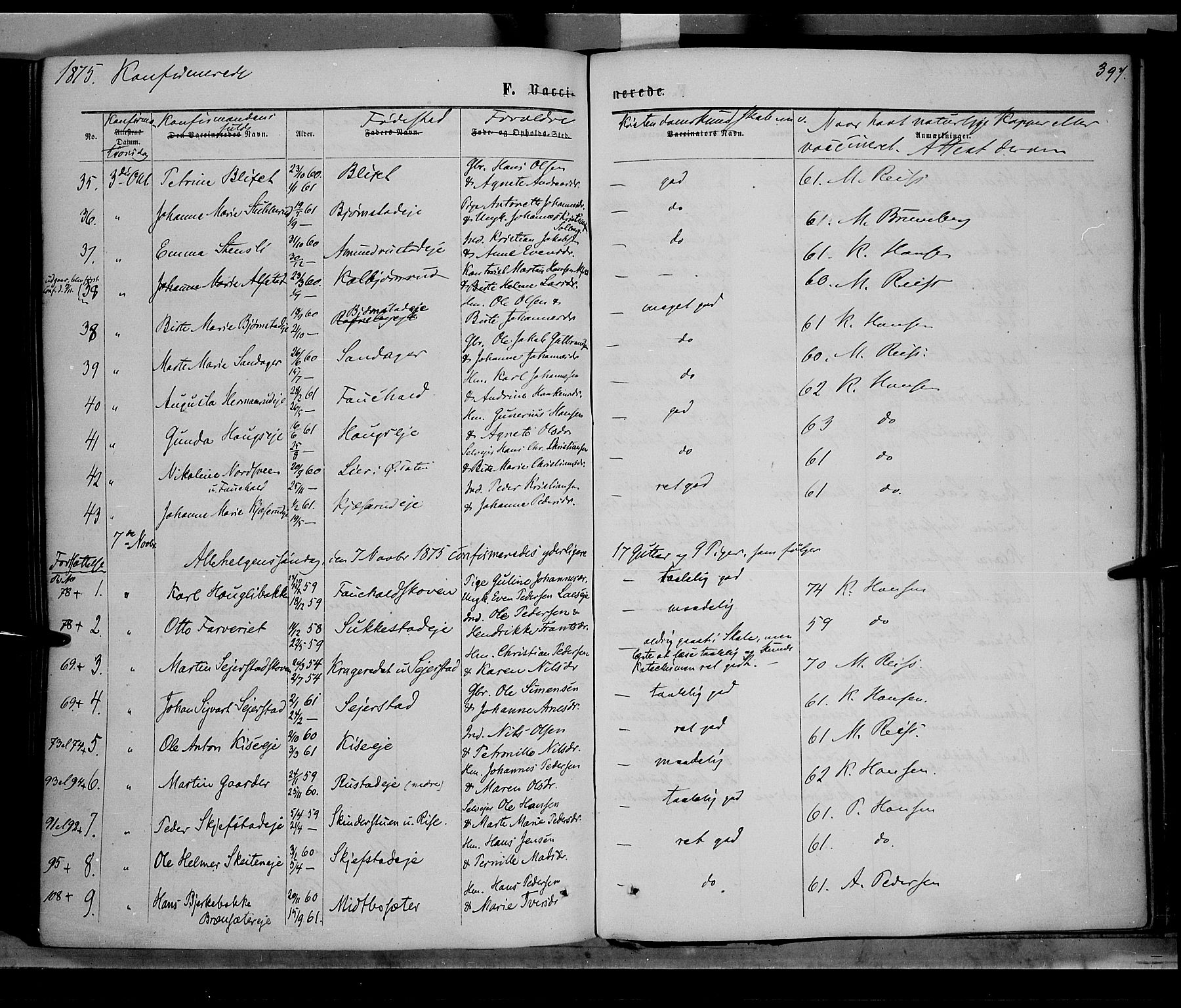 Østre Toten prestekontor, SAH/PREST-104/H/Ha/Haa/L0005: Parish register (official) no. 5, 1866-1877, p. 397