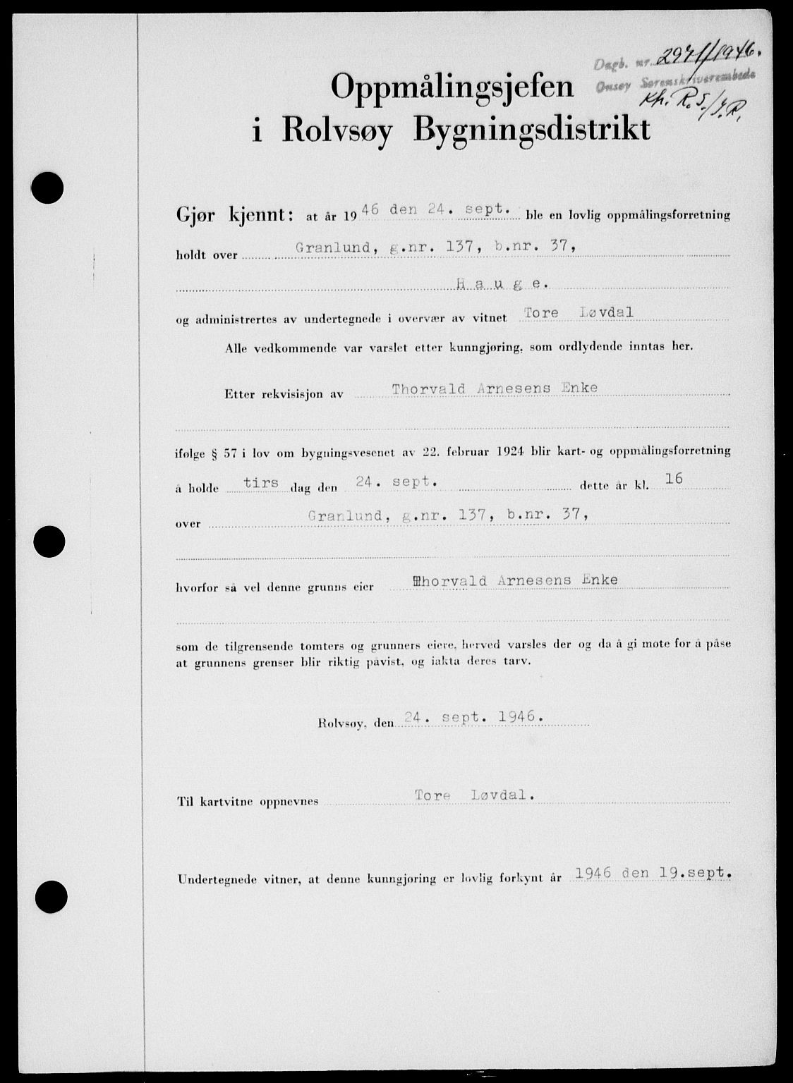 Onsøy sorenskriveri, SAO/A-10474/G/Ga/Gab/L0018: Mortgage book no. II A-18, 1946-1947, Diary no: : 2971/1946
