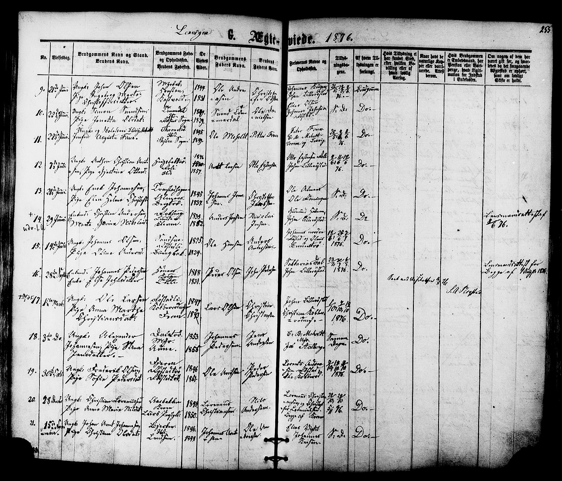 Ministerialprotokoller, klokkerbøker og fødselsregistre - Nord-Trøndelag, AV/SAT-A-1458/701/L0009: Parish register (official) no. 701A09 /1, 1864-1882, p. 255