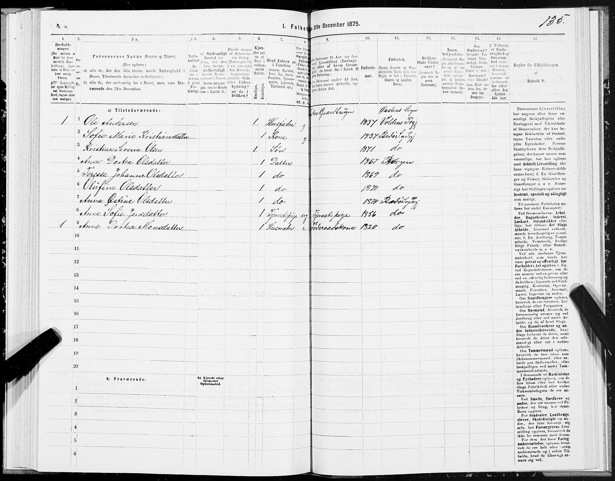 SAT, 1875 census for 1843L Bodø/Bodø, 1875, p. 4135