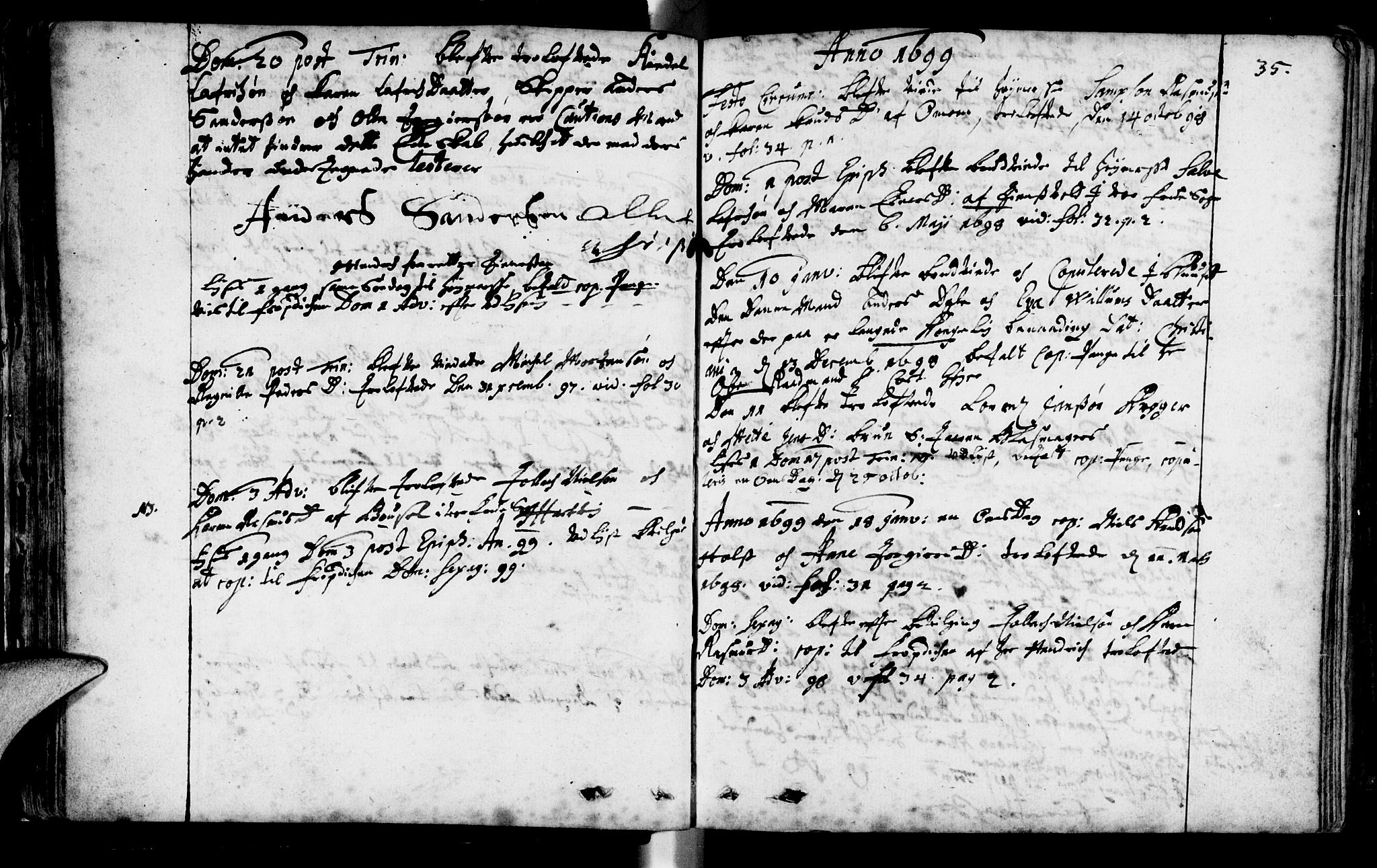 Domkirken sokneprestkontor, SAST/A-101812/001/30/30BA/L0001: Parish register (official) no. A 1 /1, 1688-1727, p. 35