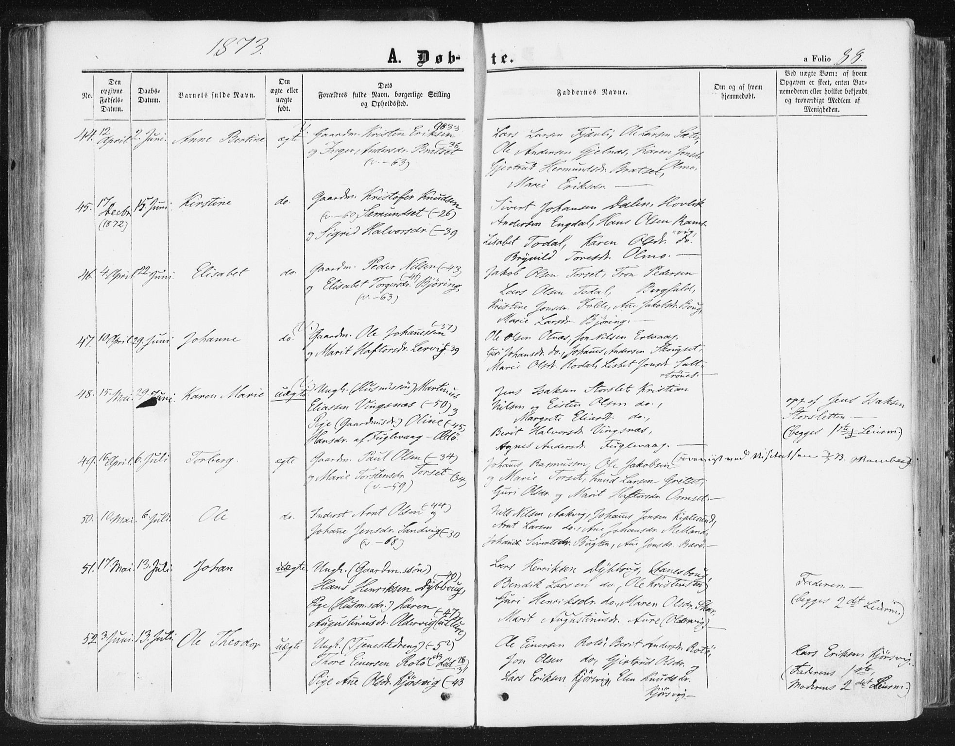 Ministerialprotokoller, klokkerbøker og fødselsregistre - Møre og Romsdal, AV/SAT-A-1454/578/L0905: Parish register (official) no. 578A04, 1859-1877, p. 88