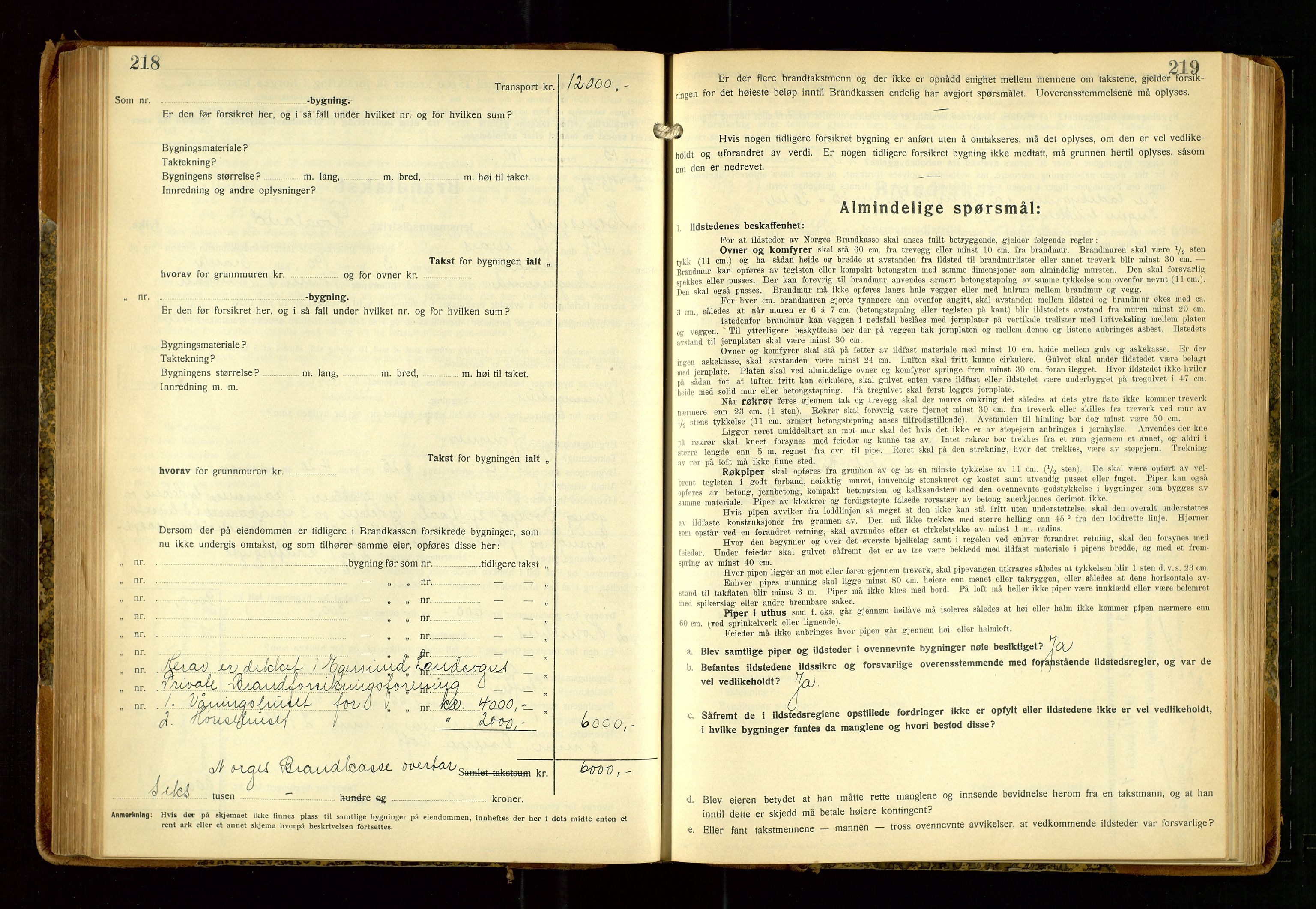 Eigersund lensmannskontor, AV/SAST-A-100171/Gob/L0006: "Brandtakstprotokoll", 1934-1938, p. 218-219