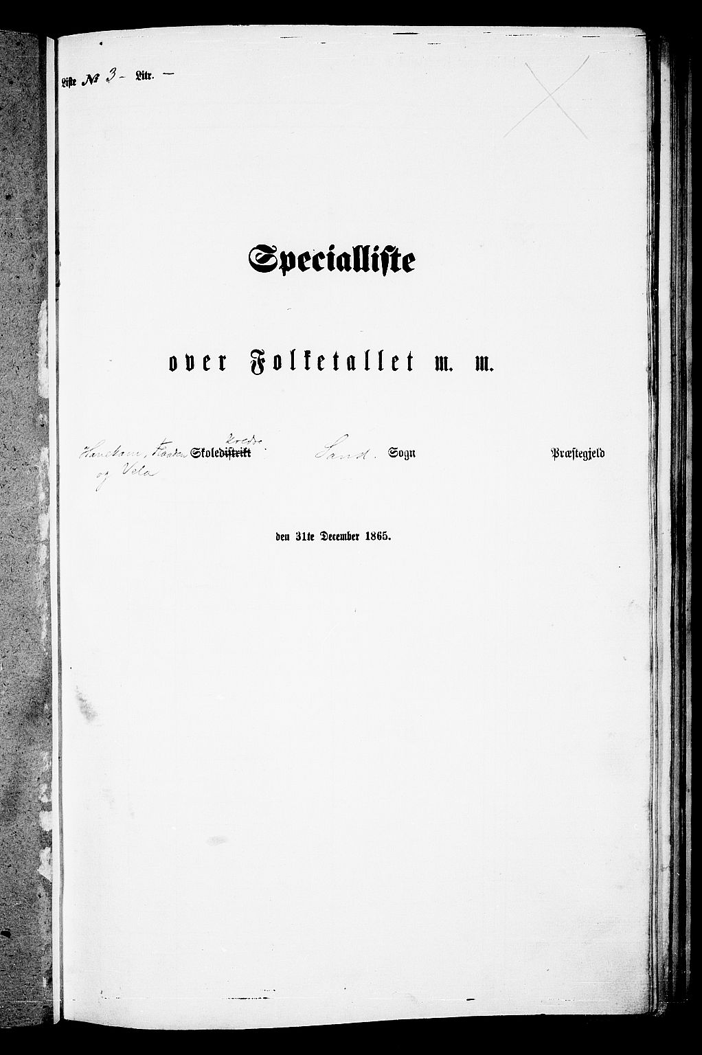 RA, 1865 census for Sand, 1865, p. 33