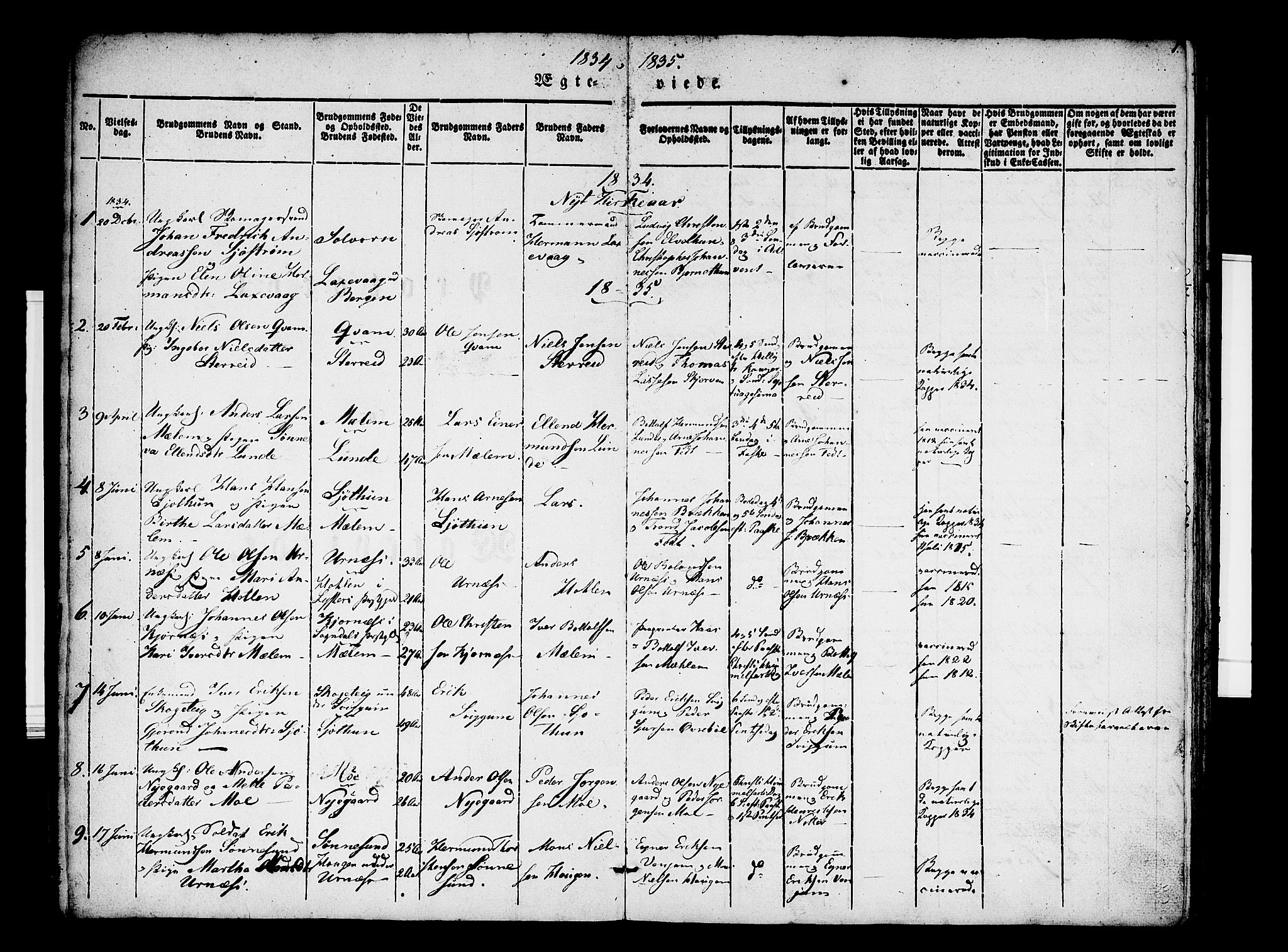 Hafslo sokneprestembete, SAB/A-80301/H/Haa/Haaa/L0007: Parish register (official) no. A 7, 1834-1854, p. 1