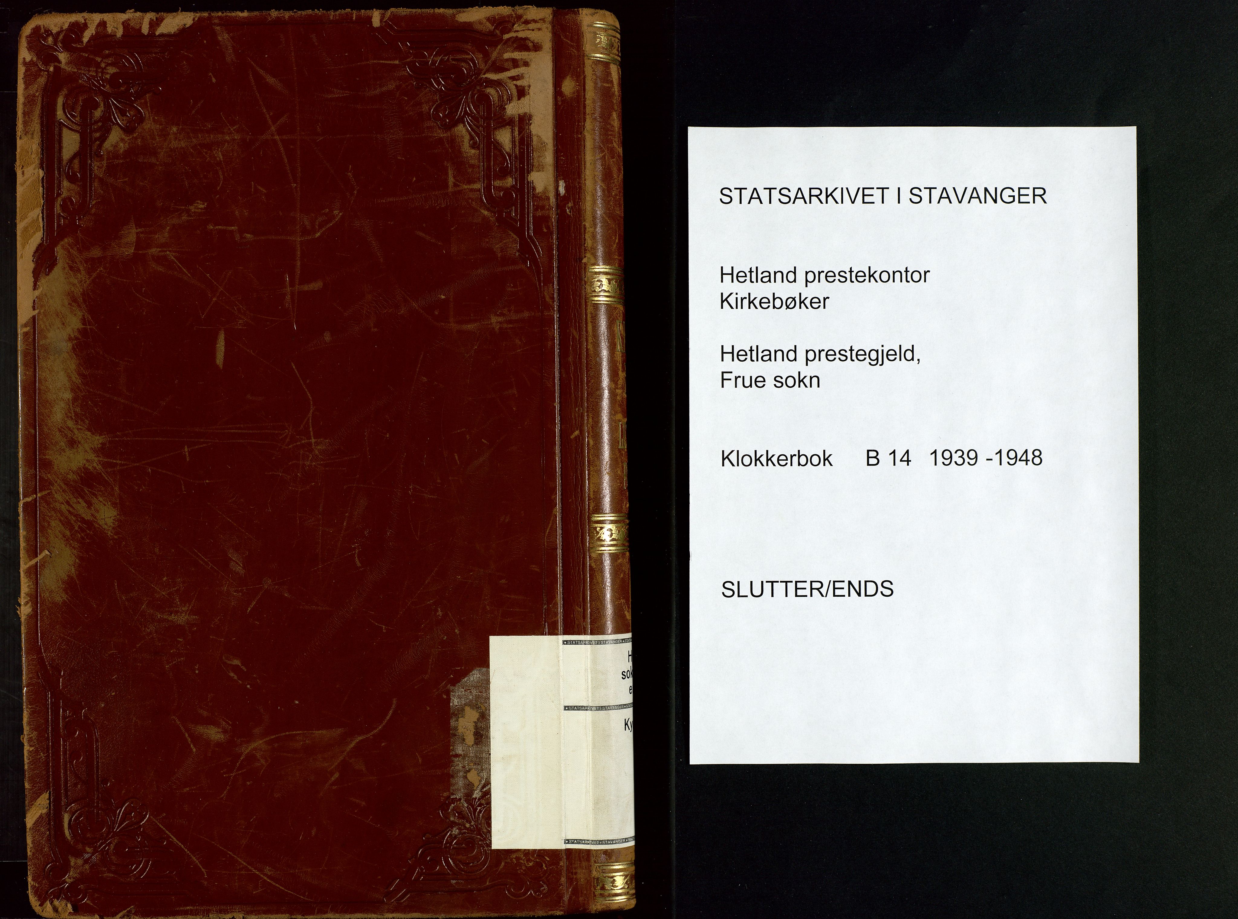 Hetland sokneprestkontor, AV/SAST-A-101826/30/30BB/L0014: Parish register (copy) no. B 14, 1939-1948