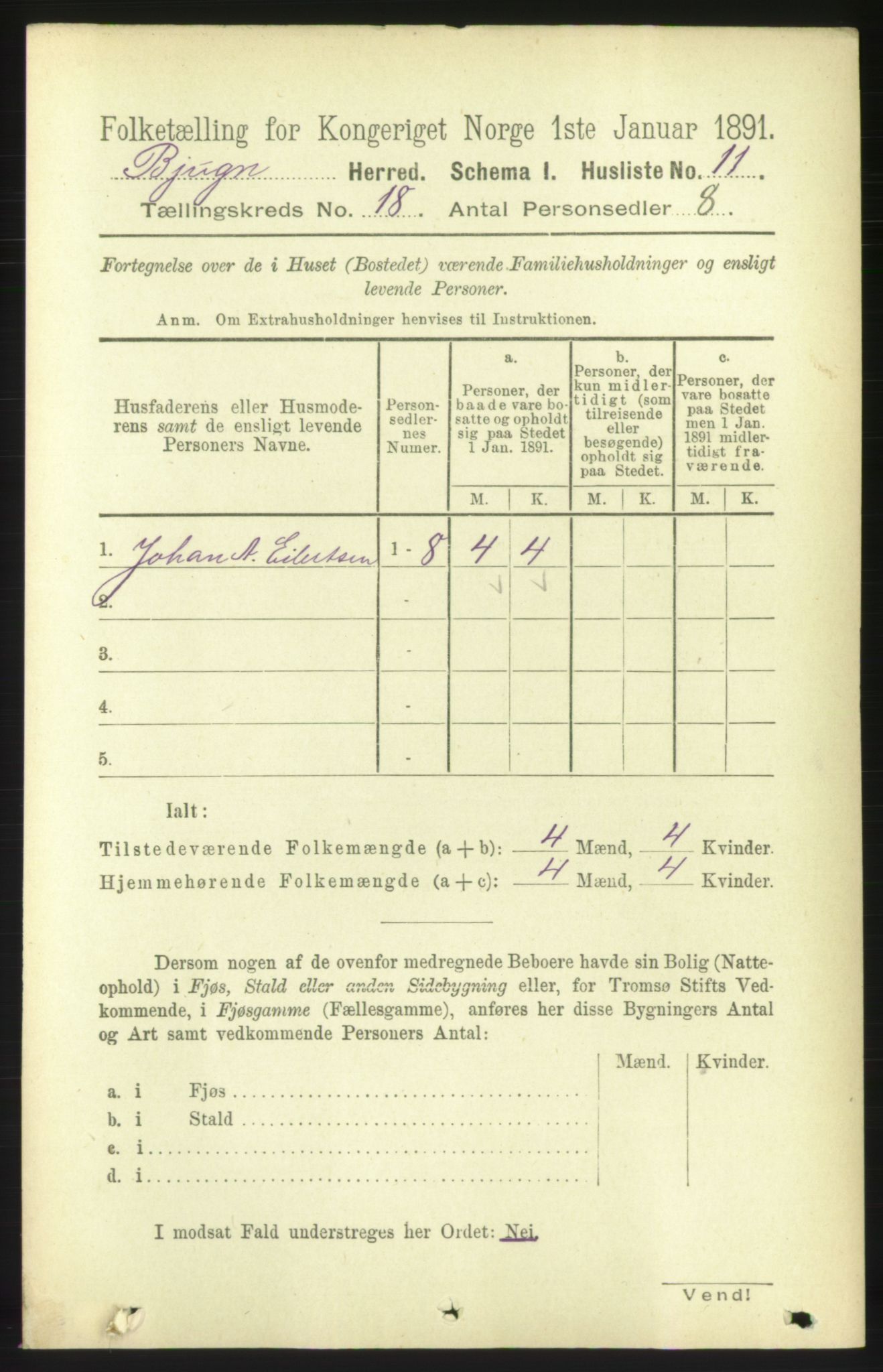 RA, 1891 census for 1627 Bjugn, 1891, p. 4911