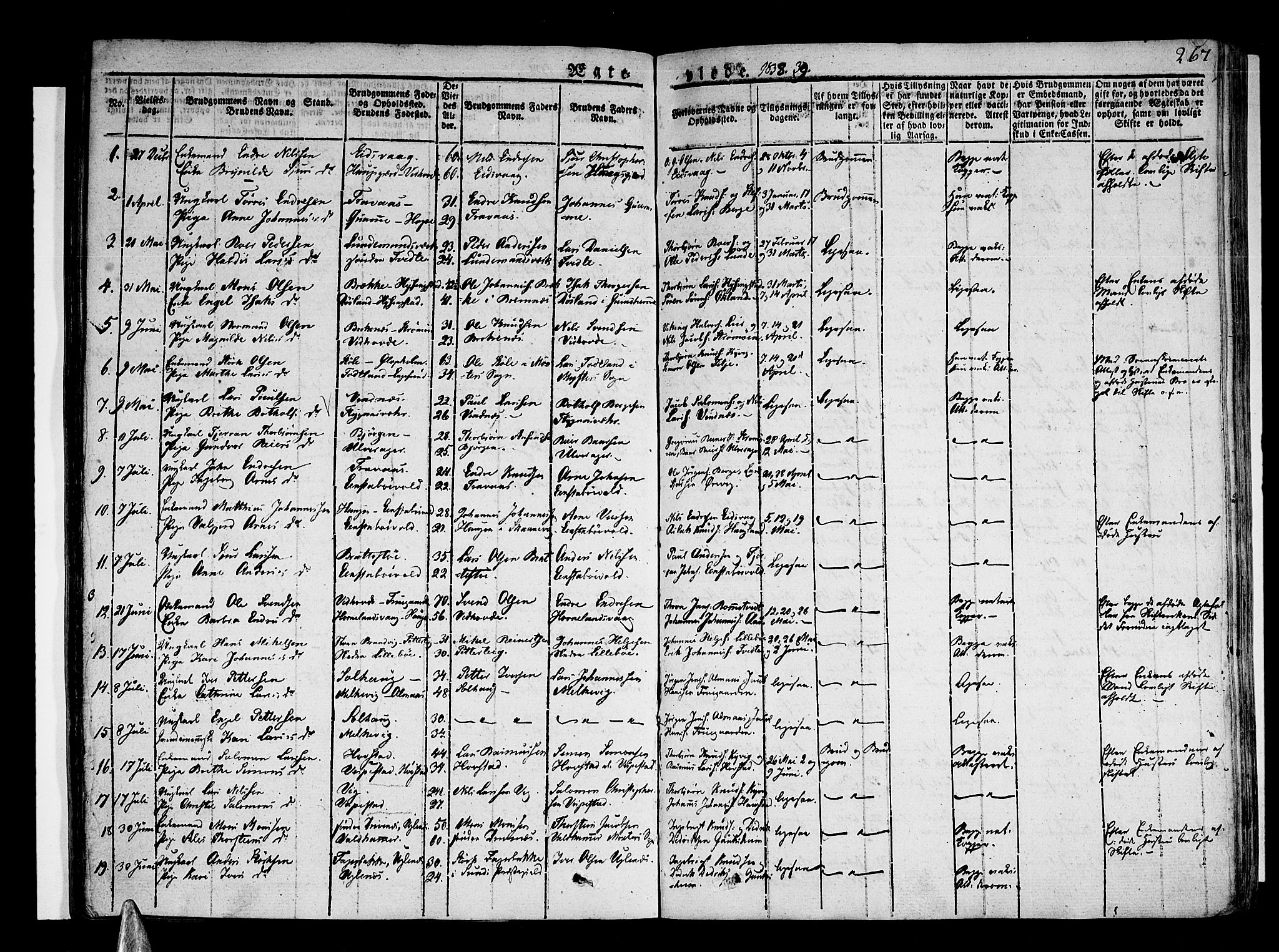 Stord sokneprestembete, SAB/A-78201/H/Haa: Parish register (official) no. A 6, 1826-1840, p. 267