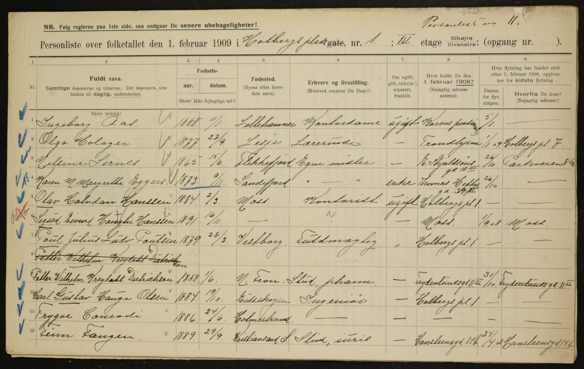 OBA, Municipal Census 1909 for Kristiania, 1909, p. 36741