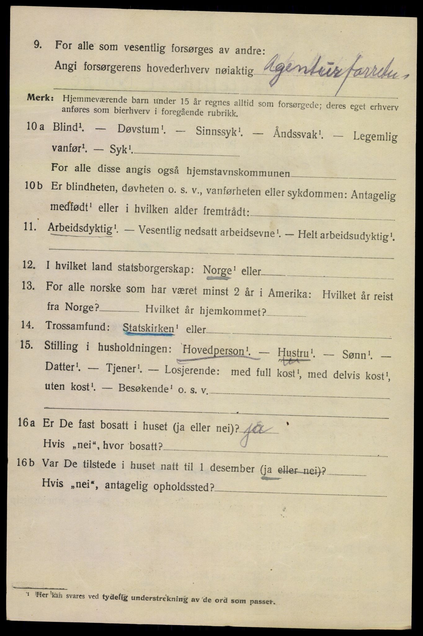 SAKO, 1920 census for Kragerø, 1920, p. 5302