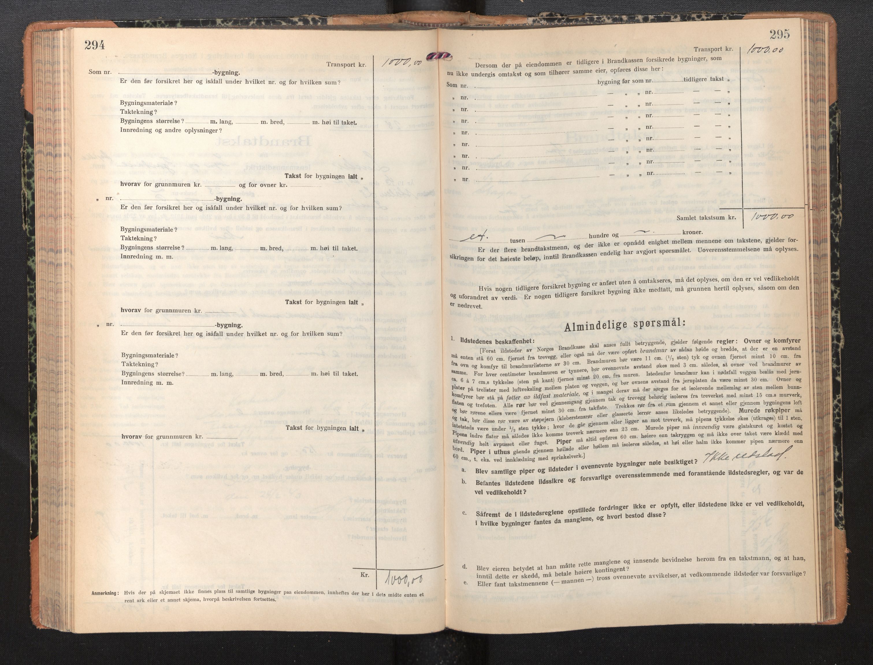 Lensmannen i Luster, AV/SAB-A-29301/0012/L0008: Branntakstprotokoll, skjematakst, 1935-1949, p. 294-295