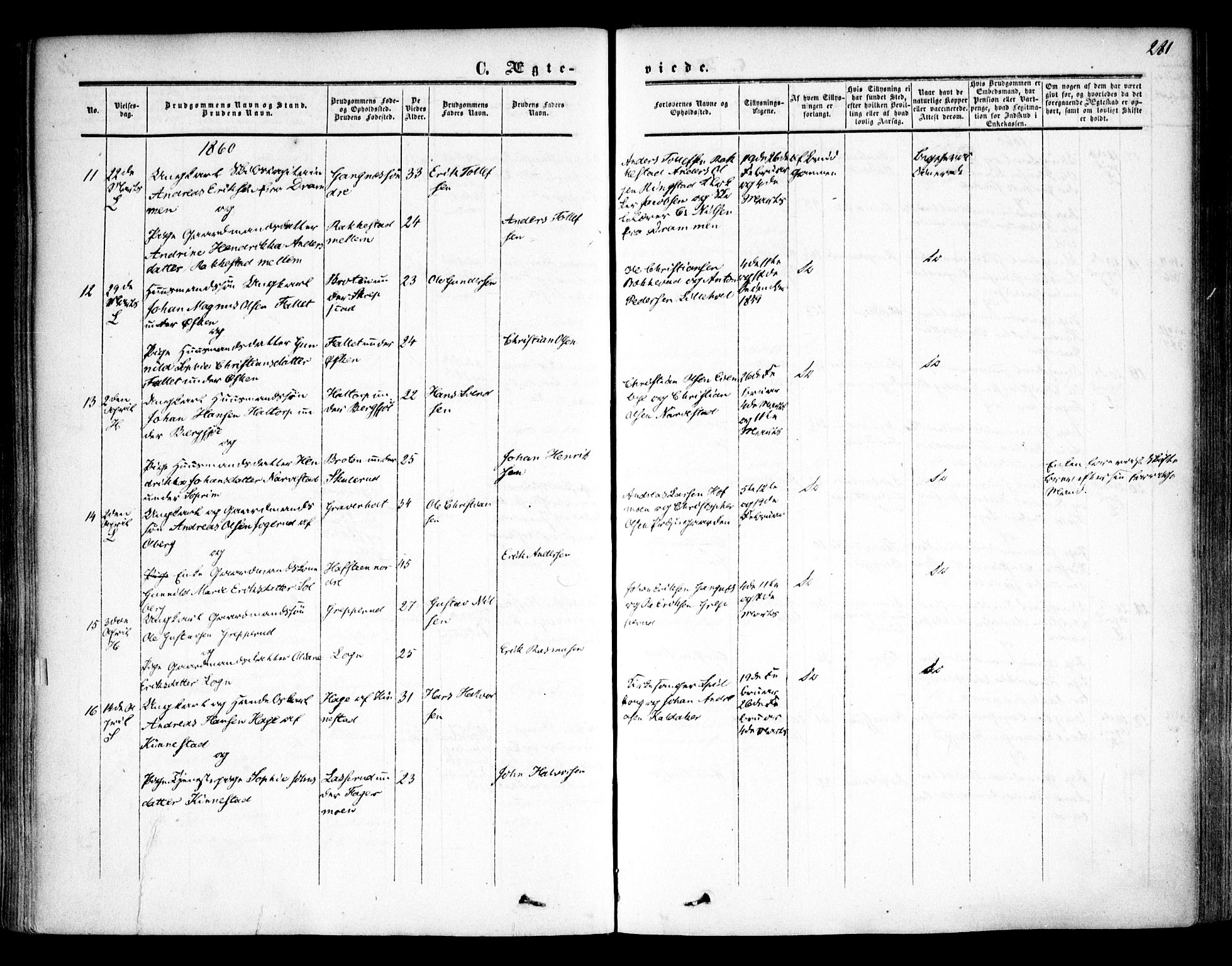 Høland prestekontor Kirkebøker, SAO/A-10346a/F/Fa/L0010: Parish register (official) no. I 10, 1854-1861, p. 281