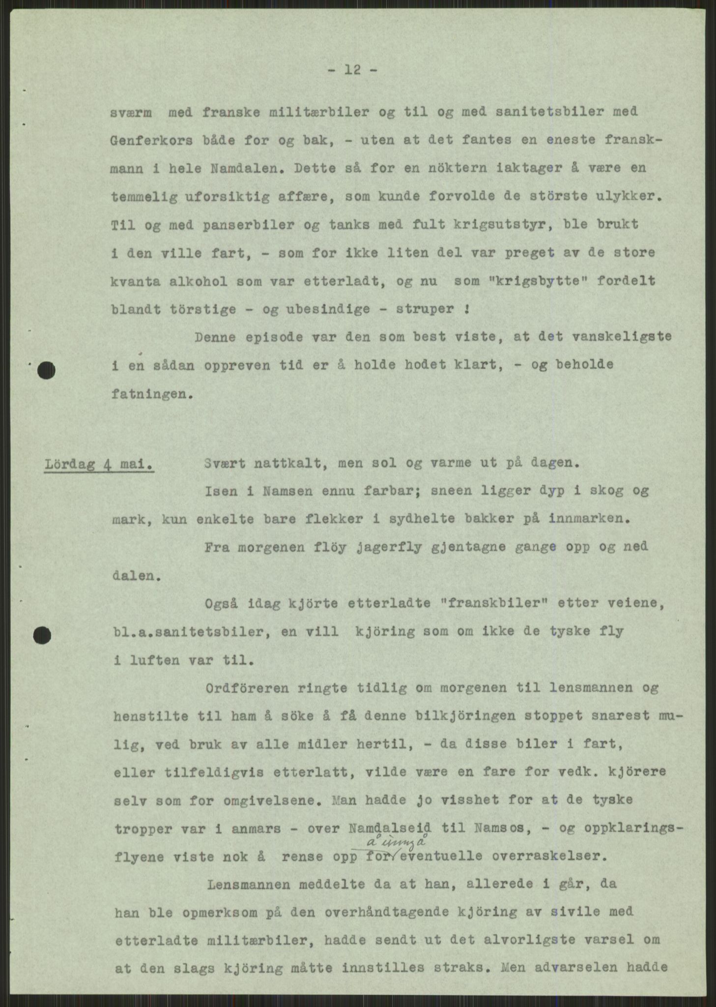 Forsvaret, Forsvarets krigshistoriske avdeling, AV/RA-RAFA-2017/Y/Ya/L0016: II-C-11-31 - Fylkesmenn.  Rapporter om krigsbegivenhetene 1940., 1940, p. 547