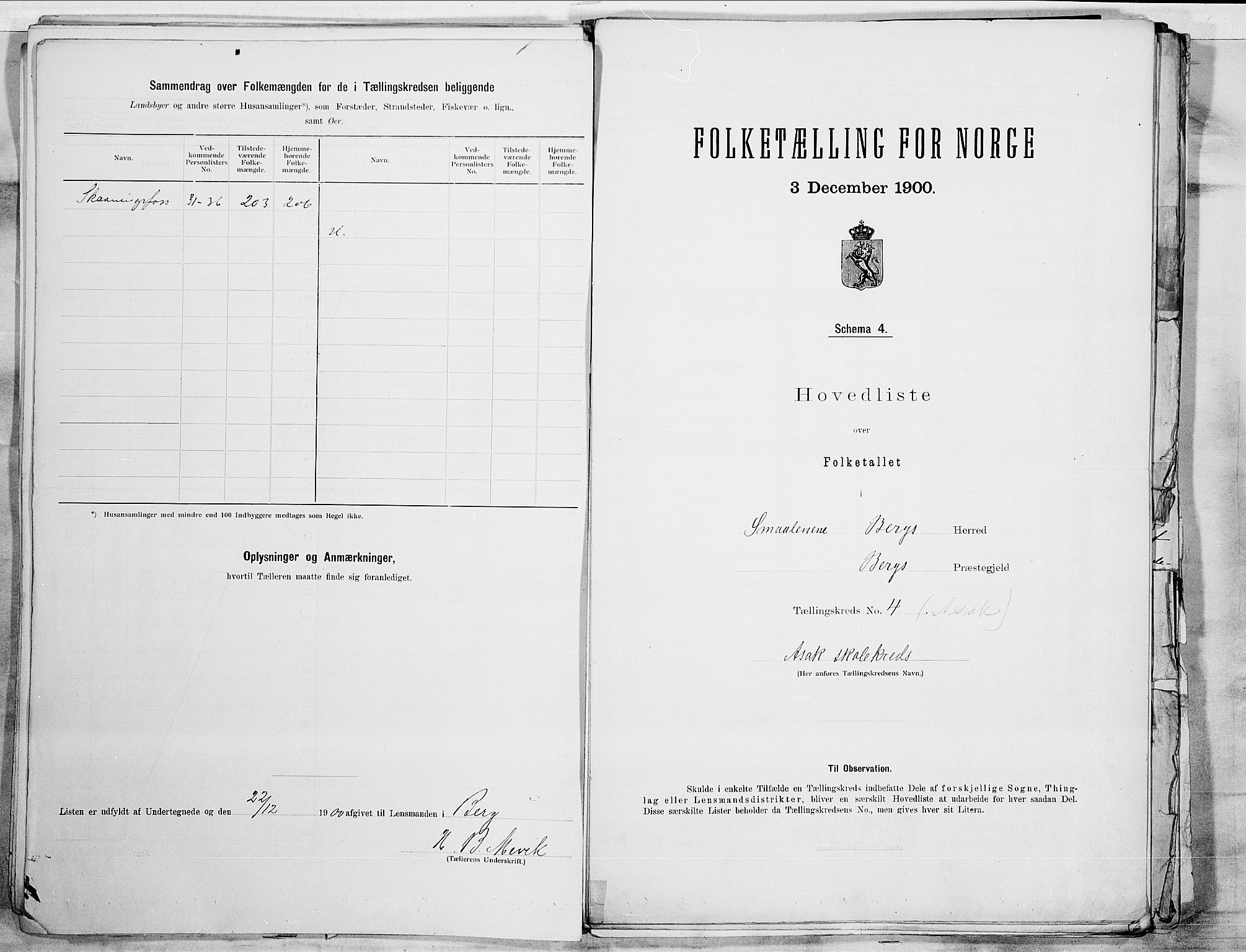 SAO, 1900 census for Berg, 1900, p. 20