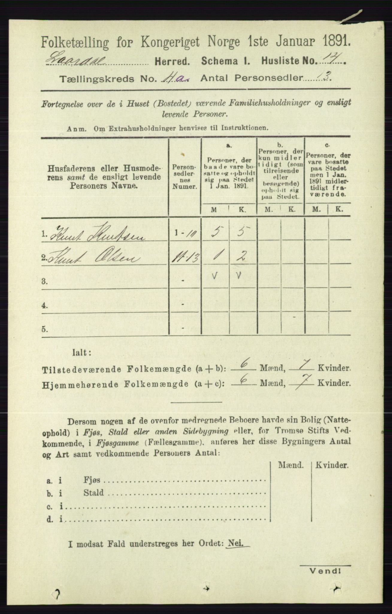 RA, 1891 census for 0833 Lårdal, 1891, p. 1014