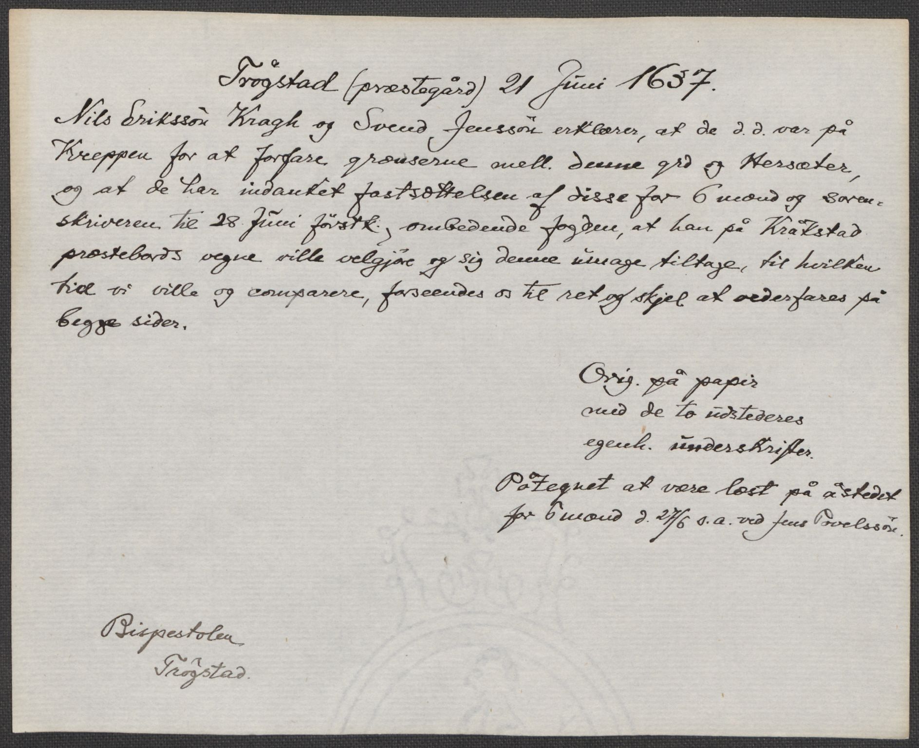 Riksarkivets diplomsamling, AV/RA-EA-5965/F15/L0004: Prestearkiv - Østfold, 1577-1709, p. 17