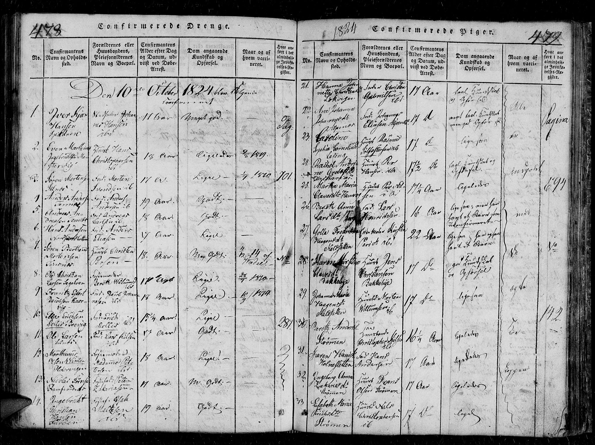 Tromsø sokneprestkontor/stiftsprosti/domprosti, AV/SATØ-S-1343/G/Gb/L0001klokker: Parish register (copy) no. 1, 1821-1833, p. 478-479