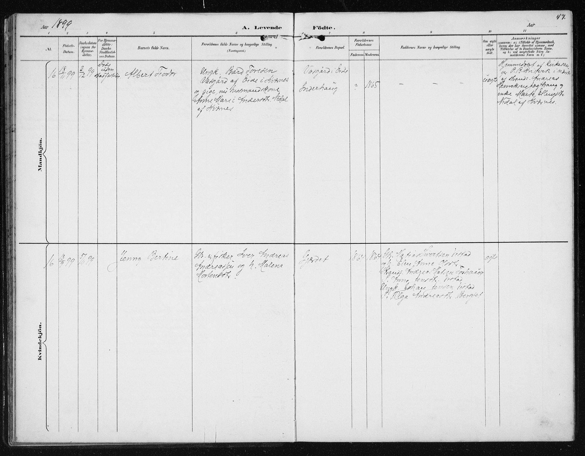 Ministerialprotokoller, klokkerbøker og fødselsregistre - Møre og Romsdal, AV/SAT-A-1454/566/L0773: Parish register (copy) no. 566C02, 1892-1909, p. 47