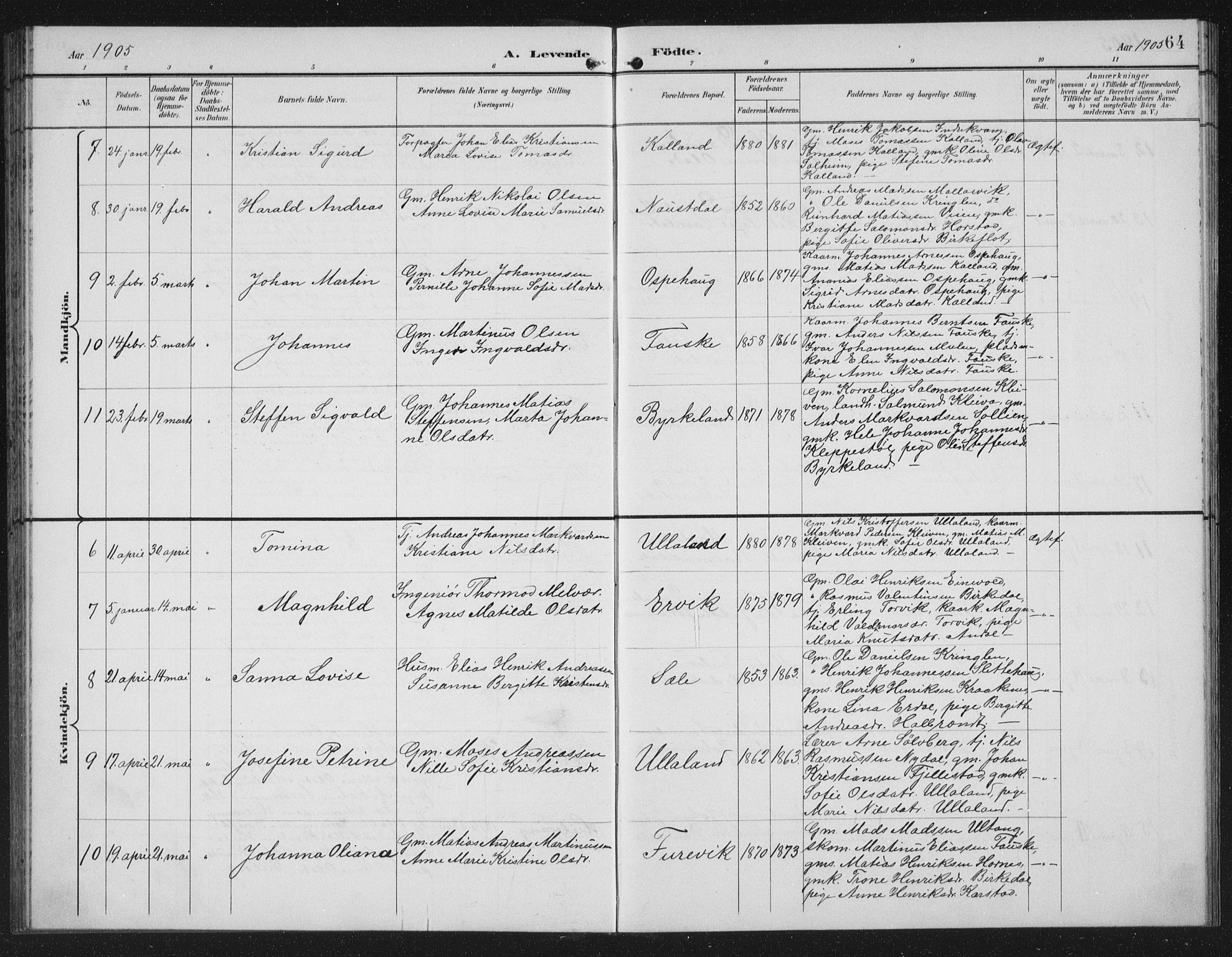 Førde sokneprestembete, AV/SAB-A-79901/H/Hab/Habd/L0004: Parish register (copy) no. D 4, 1896-1913, p. 64