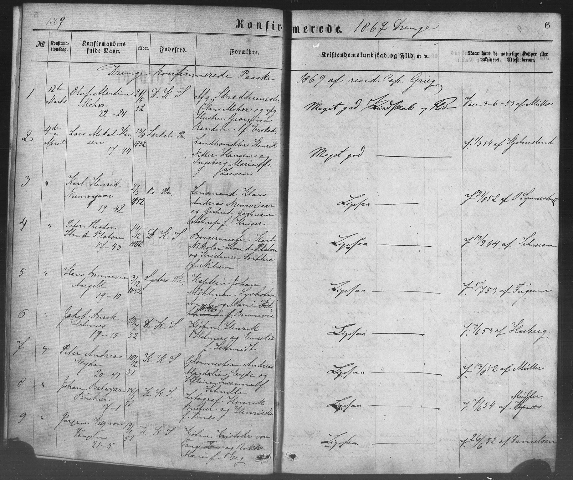 Korskirken sokneprestembete, SAB/A-76101/H/Haa/L0028: Parish register (official) no. C 4, 1868-1879, p. 6
