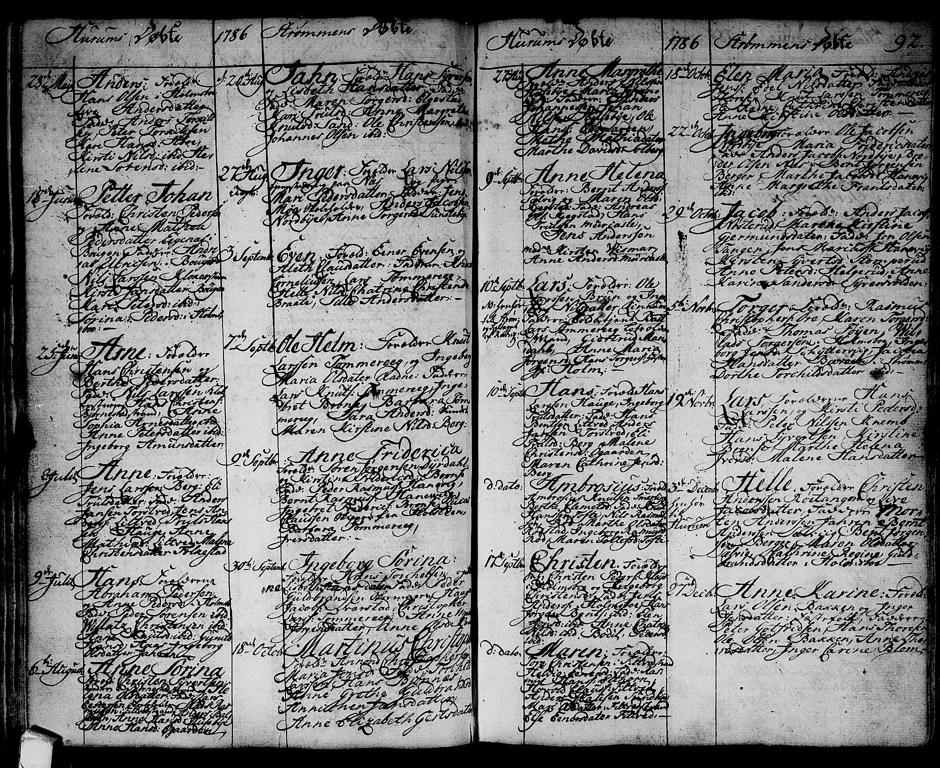 Hurum kirkebøker, AV/SAKO-A-229/F/Fa/L0007: Parish register (official) no. 7, 1771-1810, p. 92